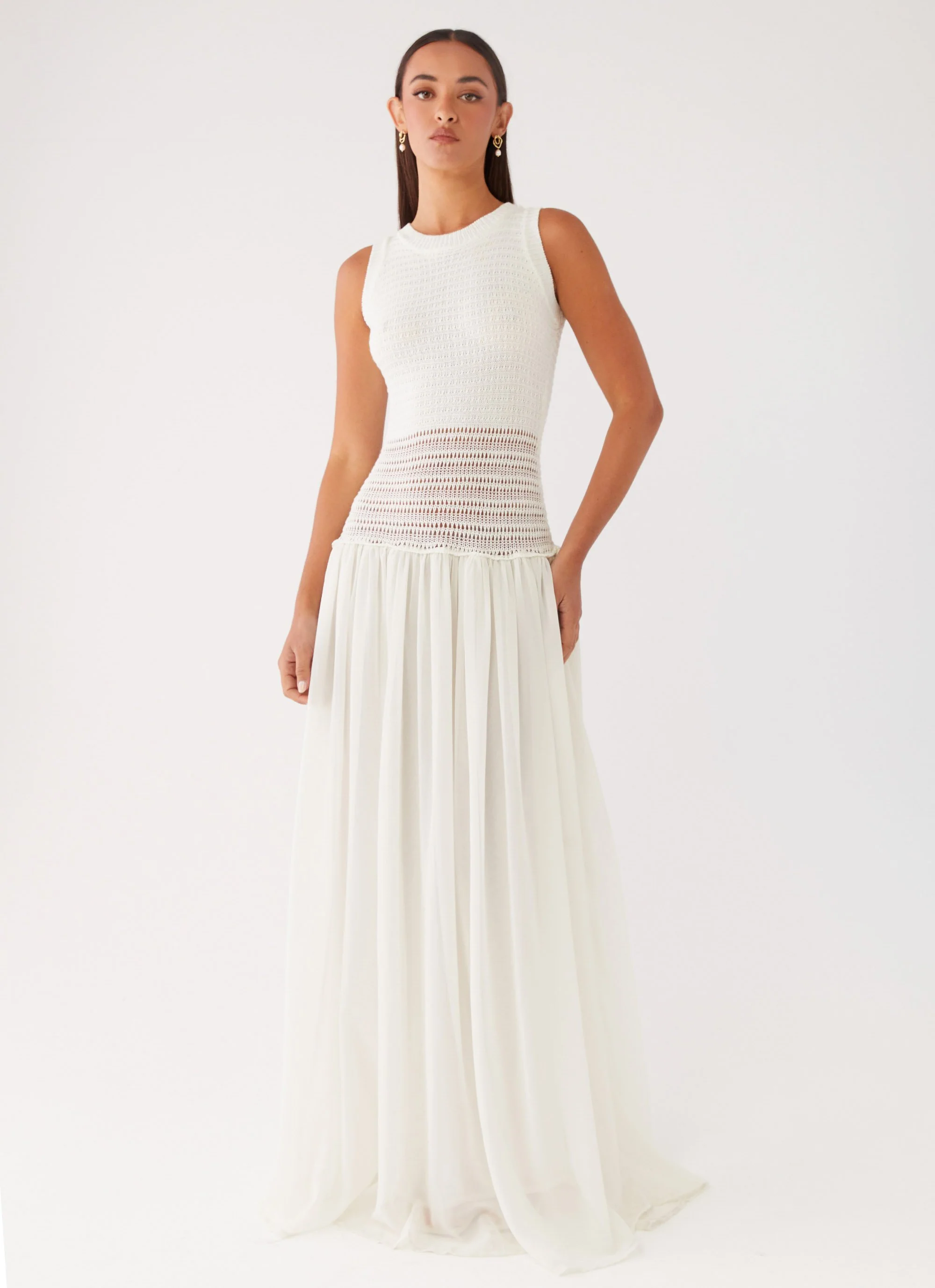 Off Grid Crochet Maxi Dress - White - Image 7