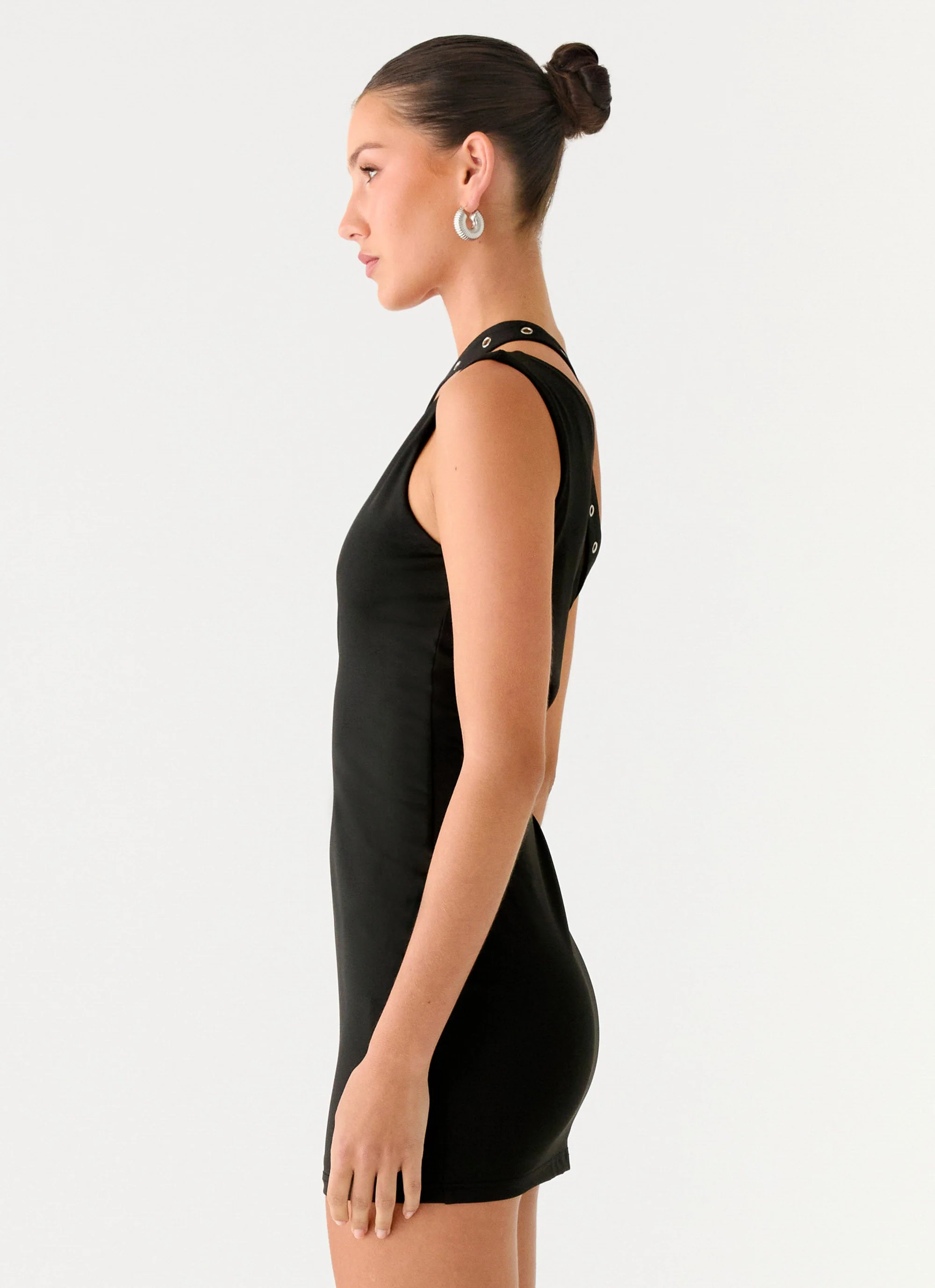 Off The Grid Eyelet Mini Dress - Black - Image 3