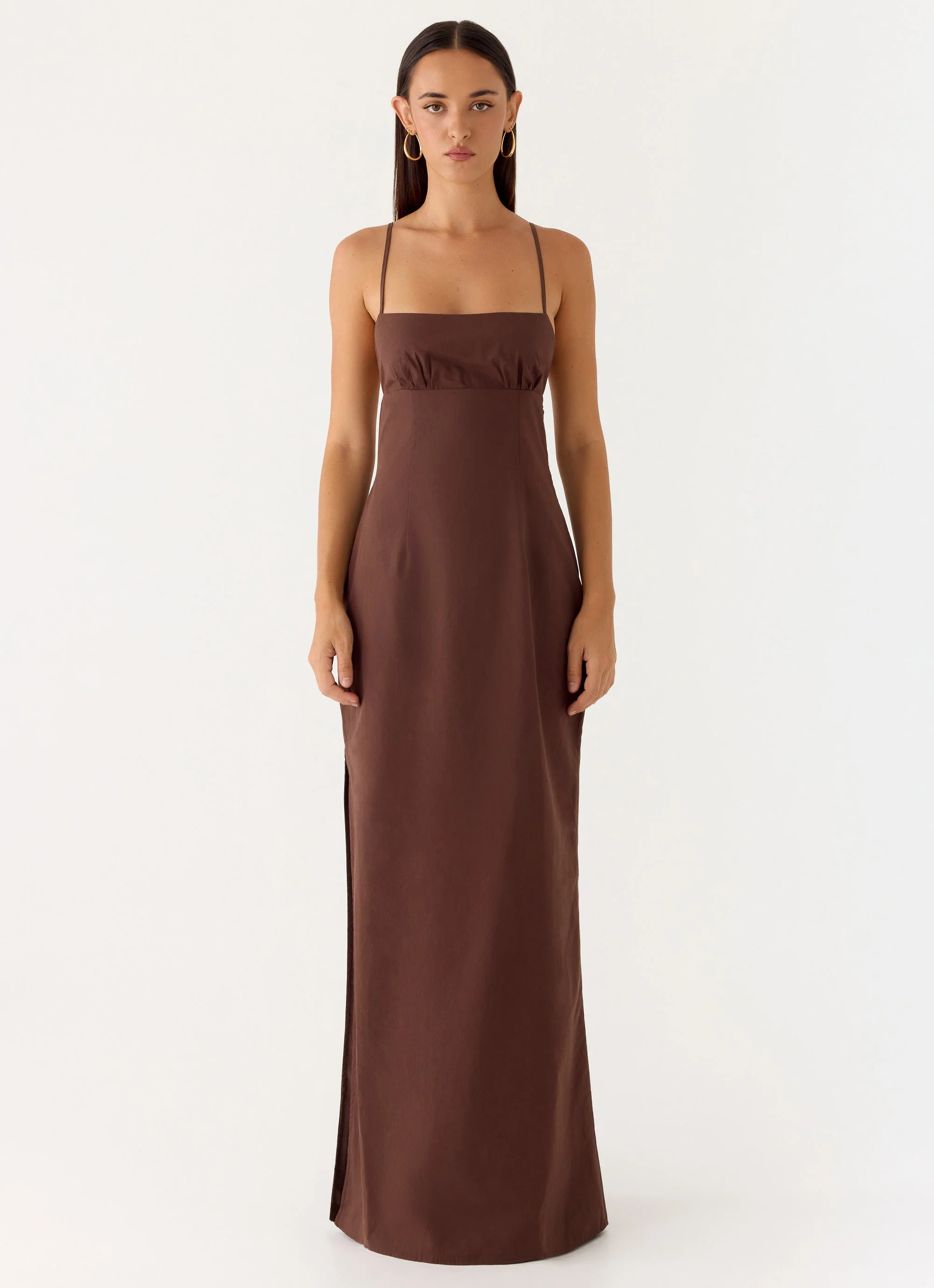 Off The Table Linen Maxi Dress - Chocolate - Image 2