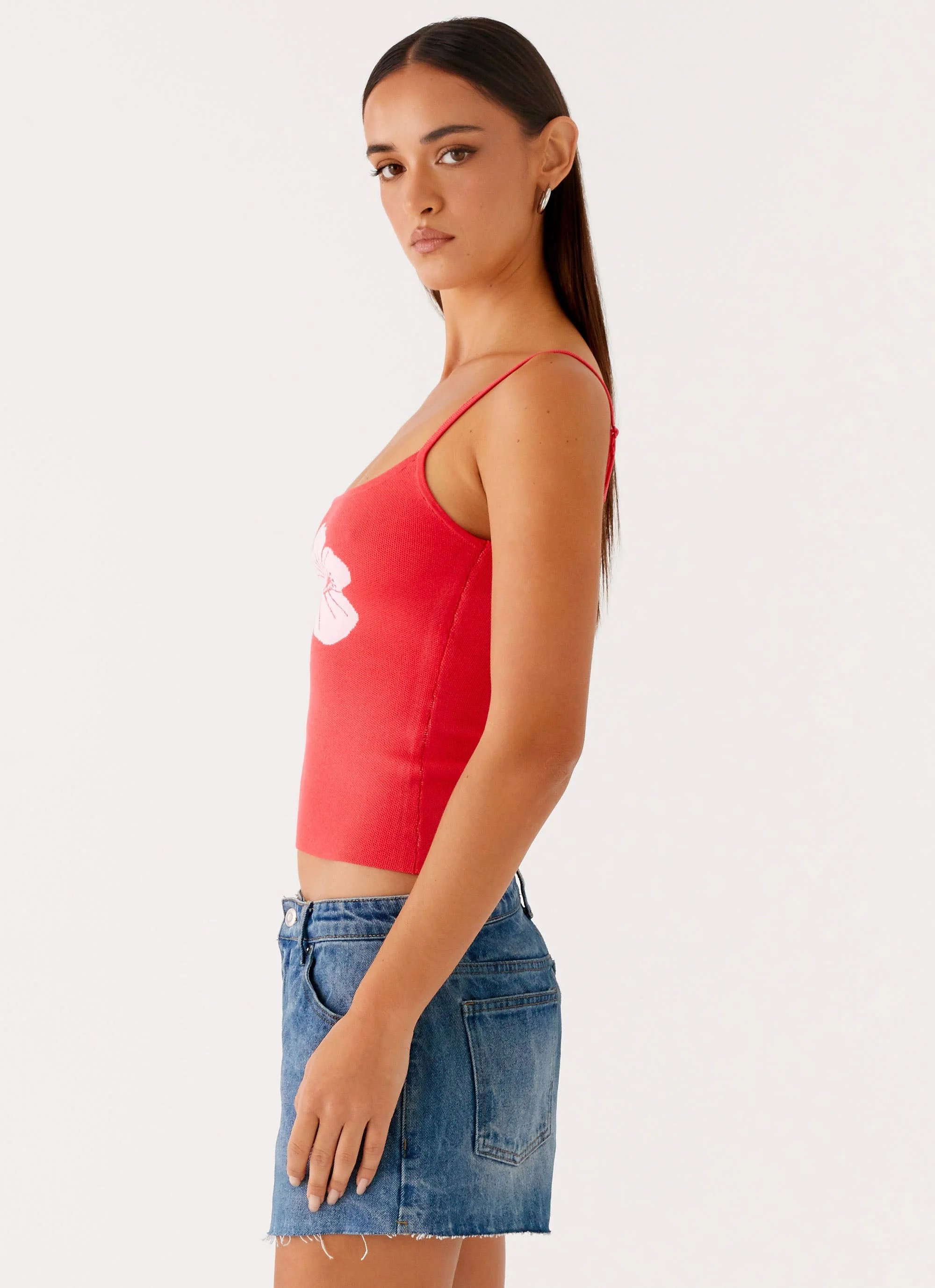 Ofira Knit Tank Top - Red Floral - Image 5