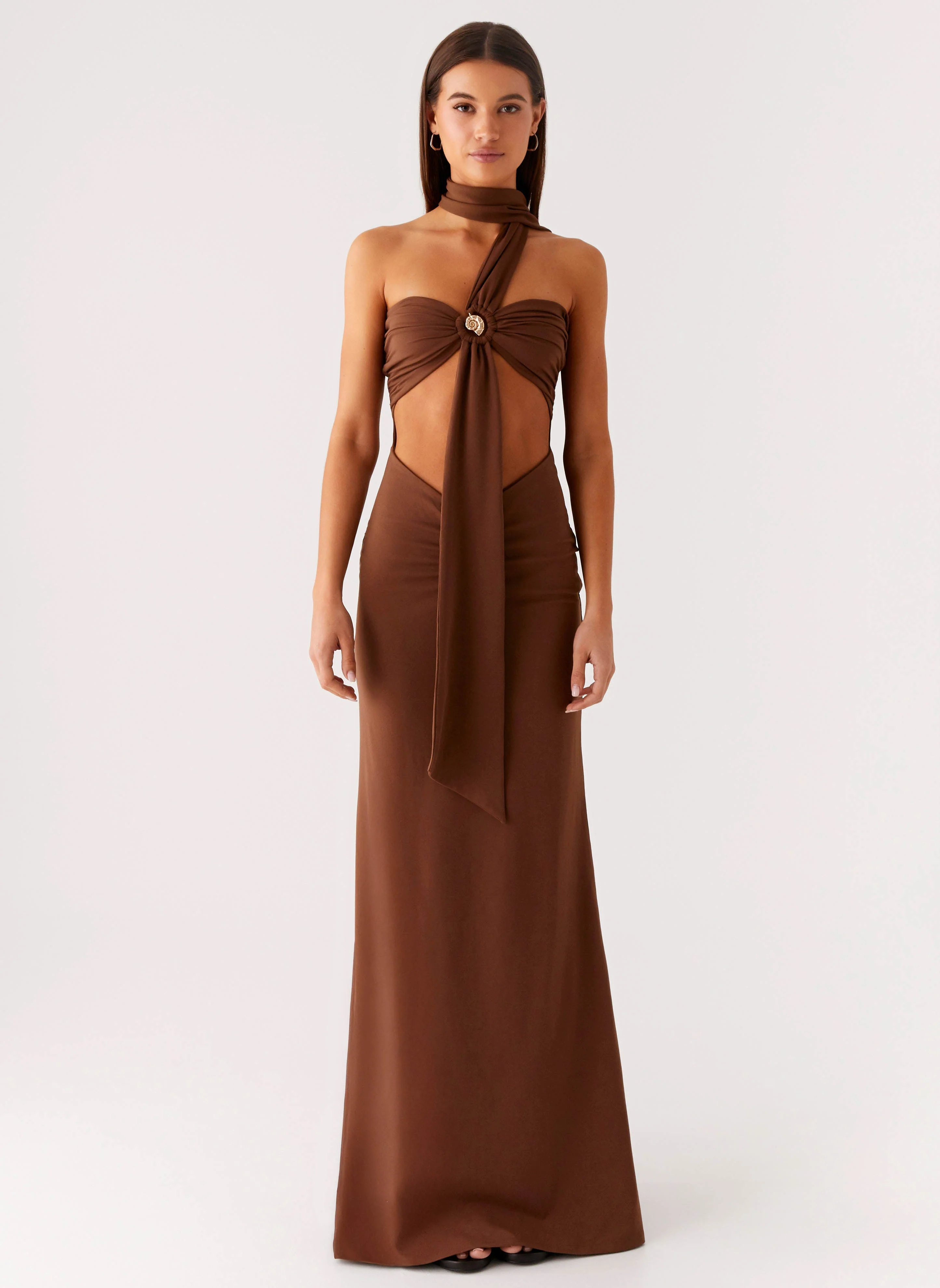 Olive Bloom Maxi Dress - Chocolate - Image 2