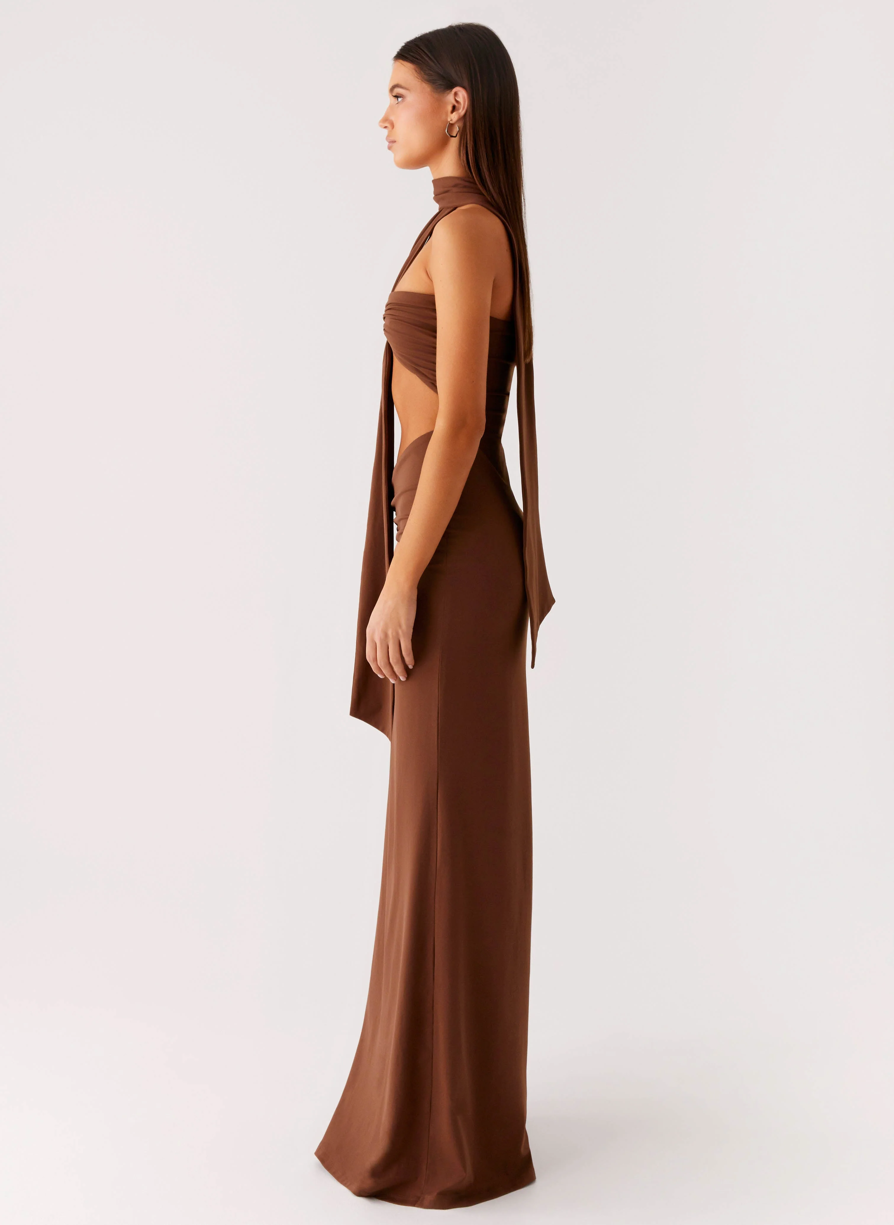 Olive Bloom Maxi Dress - Chocolate - Image 3