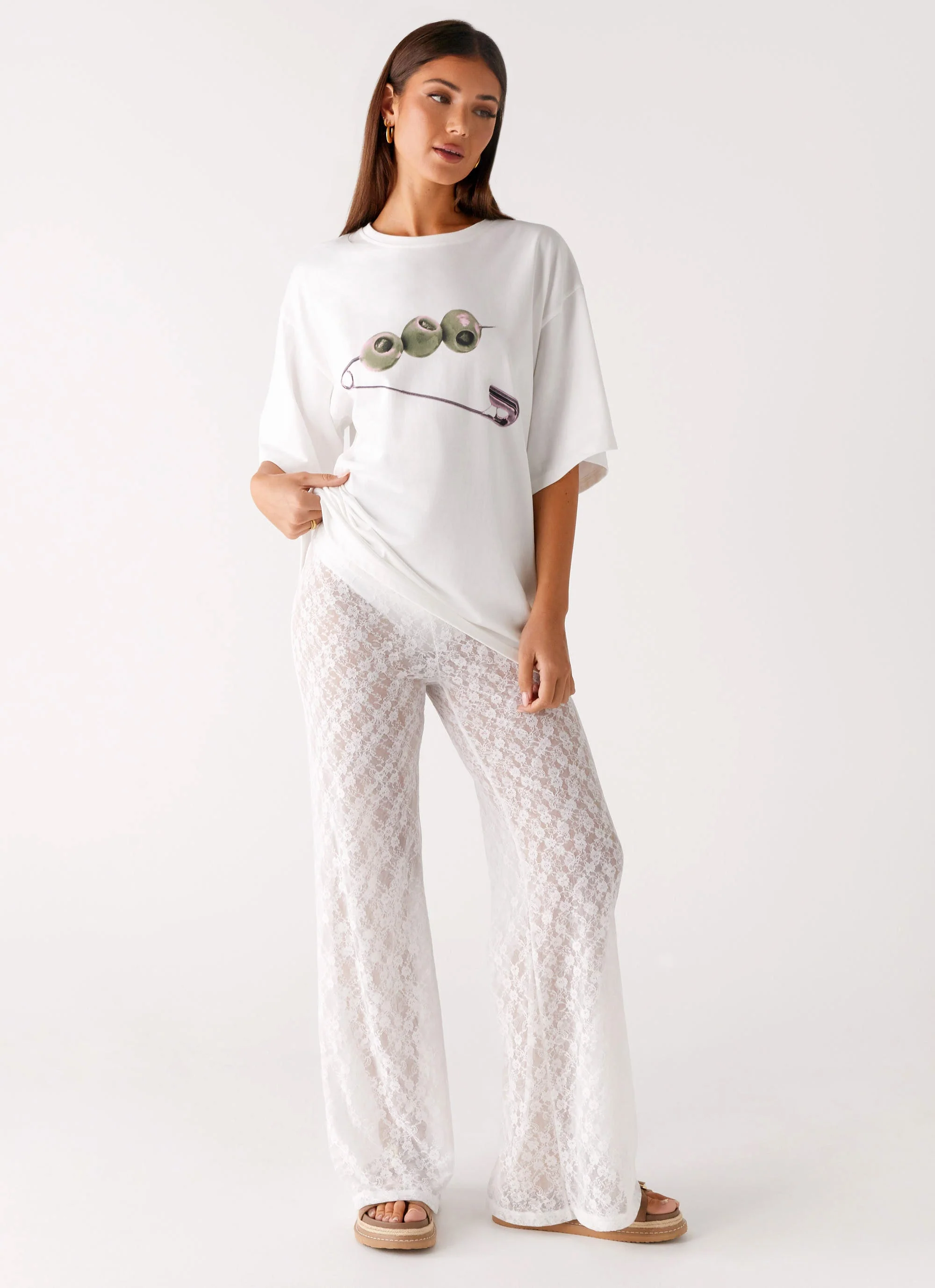 Olive Oversized Tee - White - Image 6