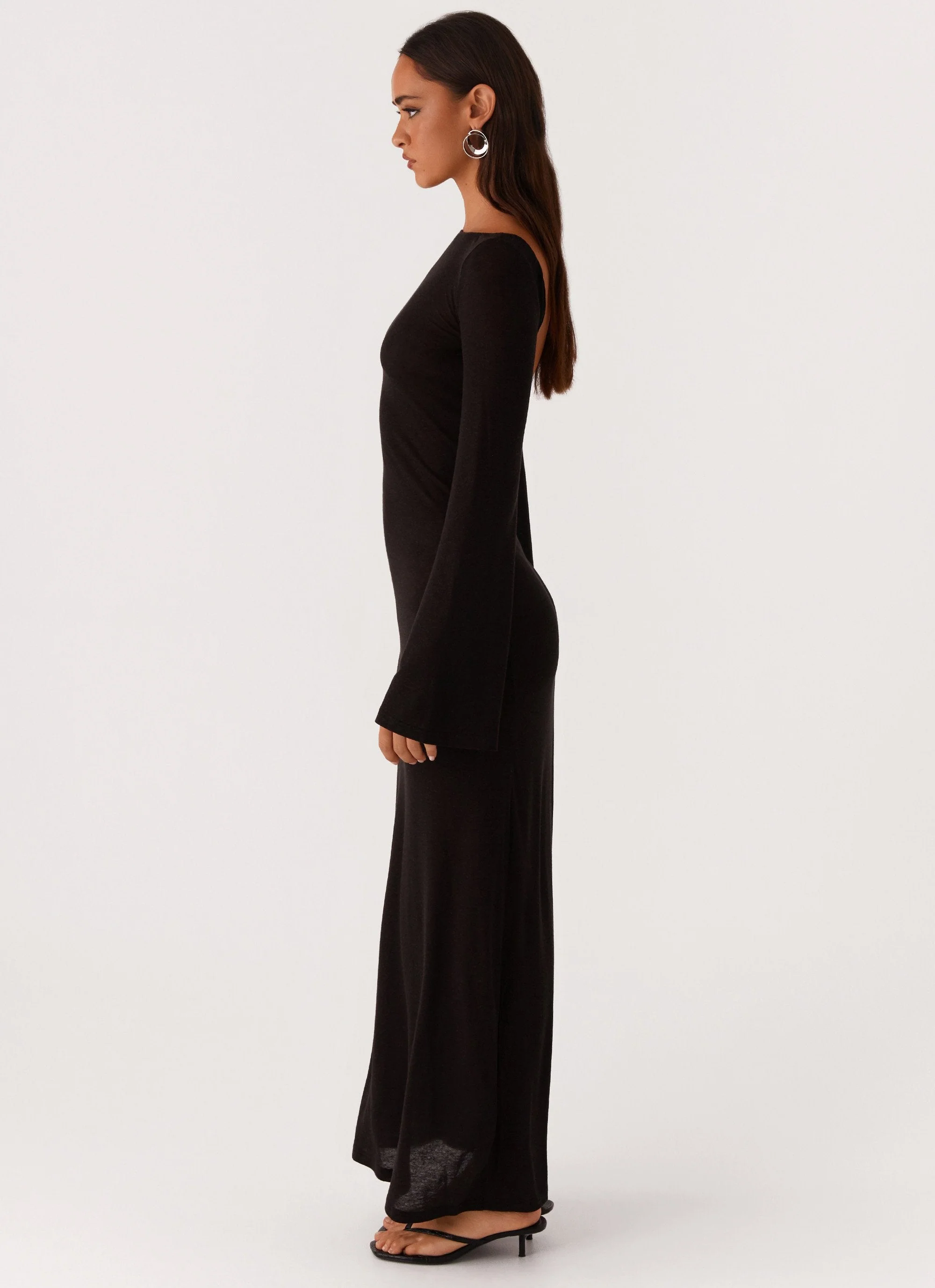 Olivia Long Sleeve Maxi Dress - Black - Image 4