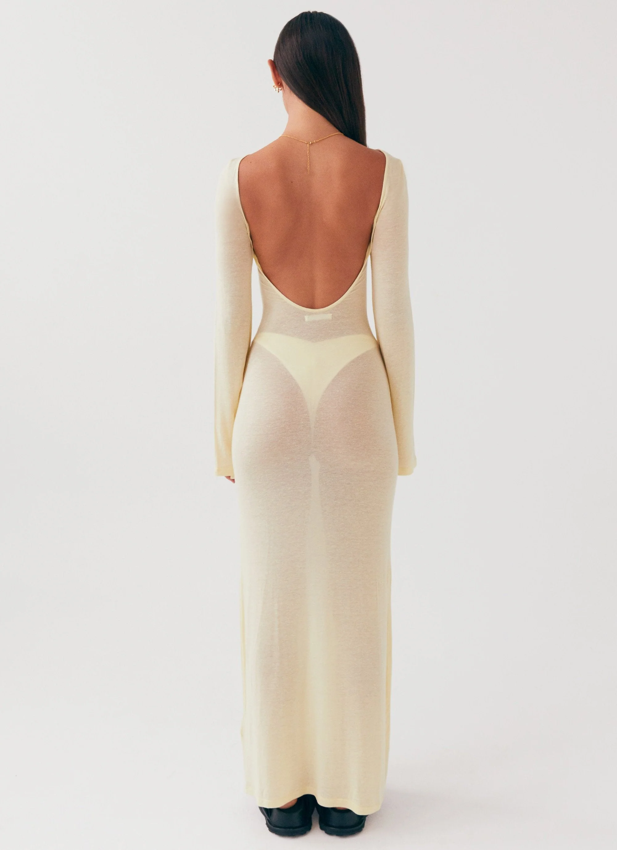 Olivia Long Sleeve Maxi Dress - Lemon - Image 4
