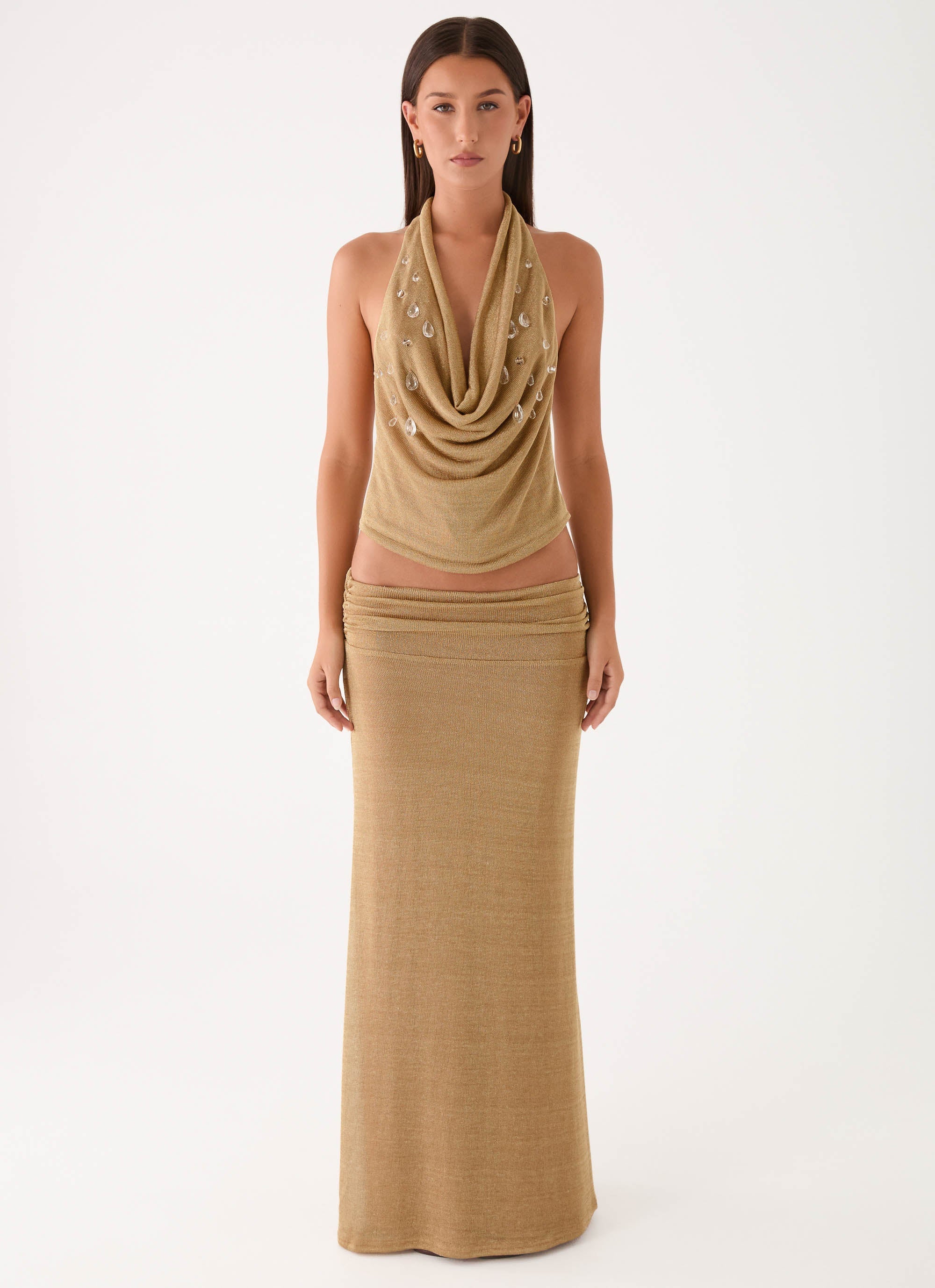 Olyssia Shimmer Embellished Top - Shimmer Gold - Image 4