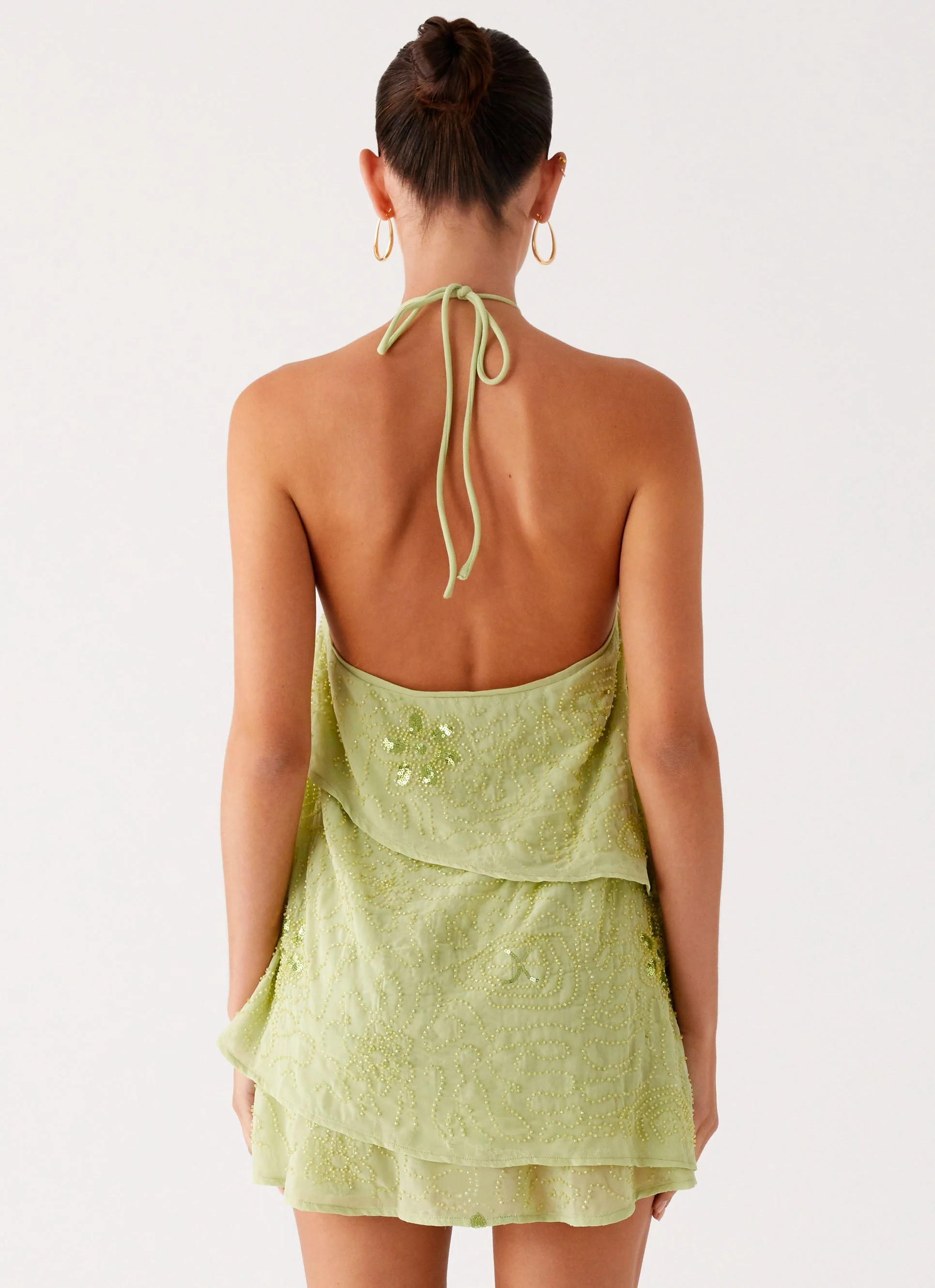 On The Go Beaded Mini Dress - Mint - Image 4
