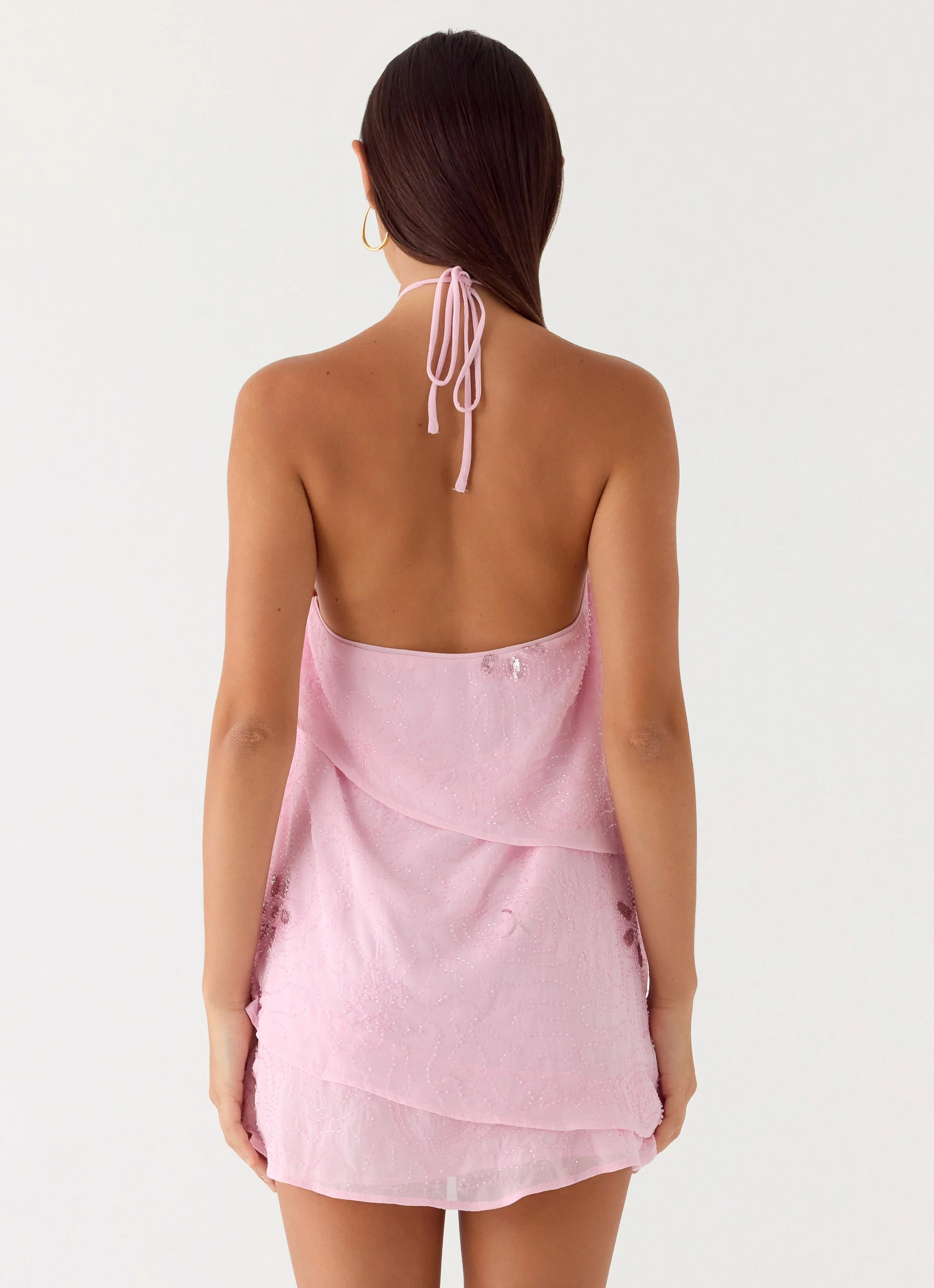 On The Go Beaded Mini Dress - Pink - Image 3