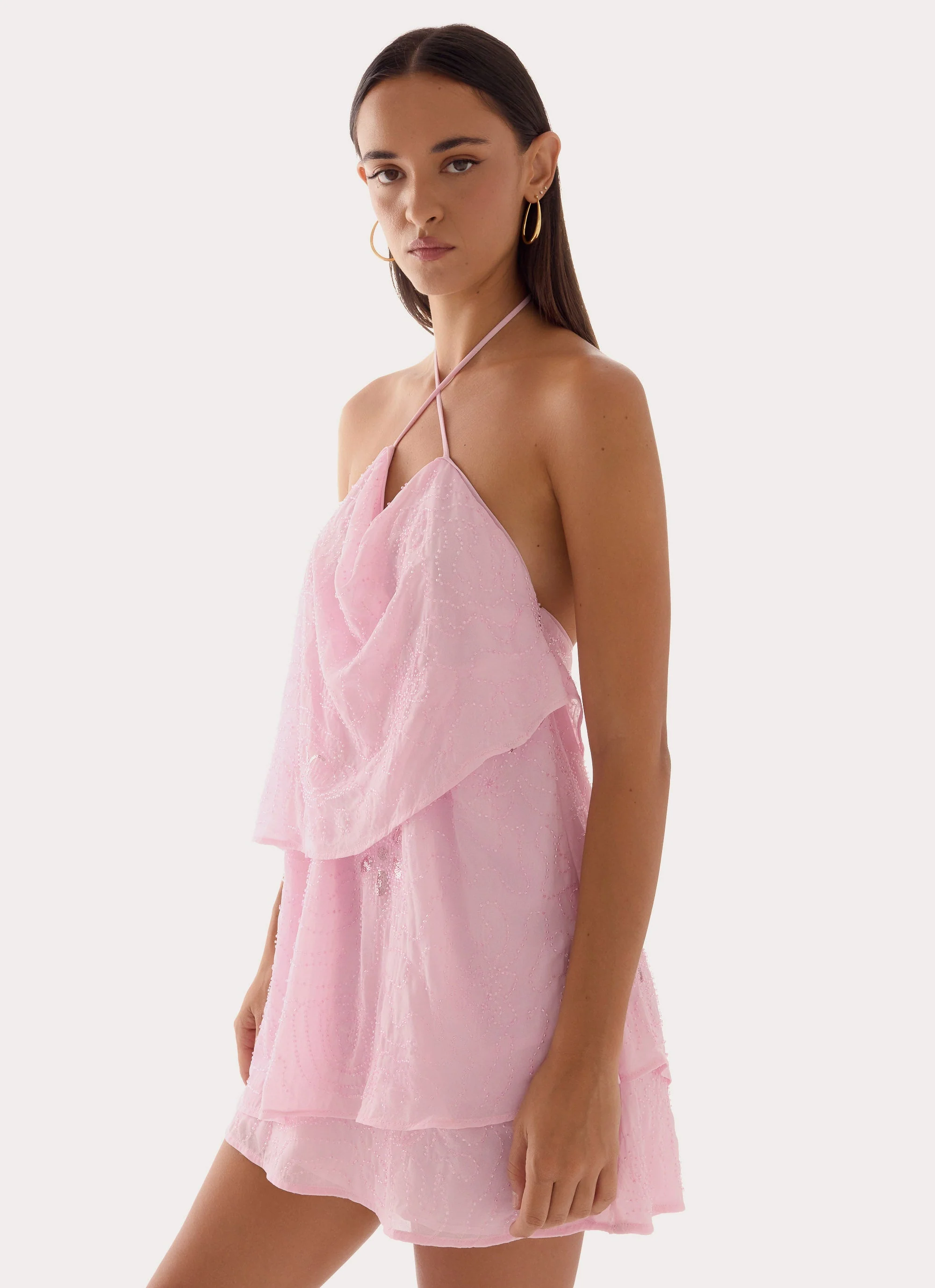 On The Go Beaded Mini Dress - Pink - Image 5