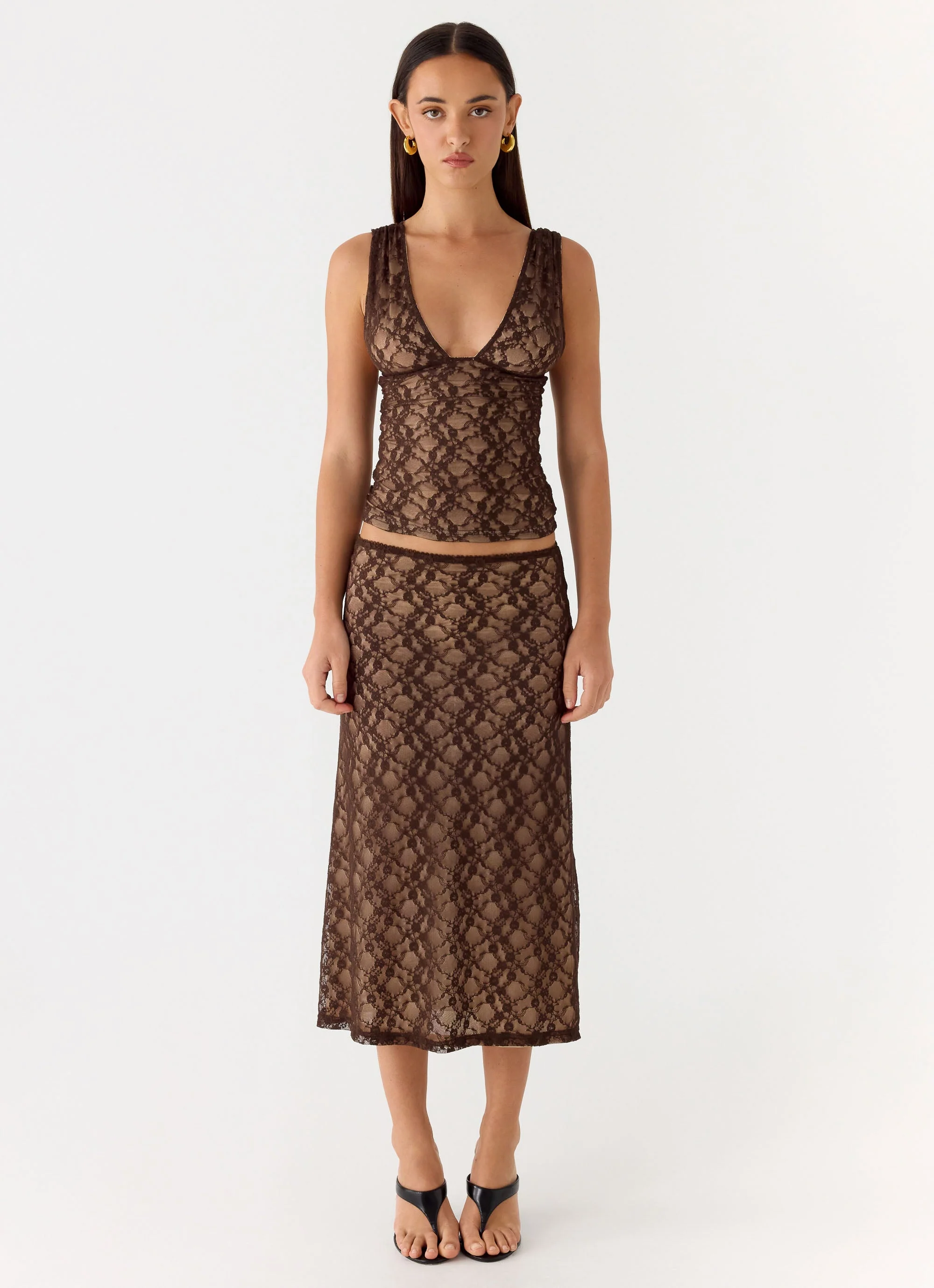 Options Lace Top - Chocolate - Image 3
