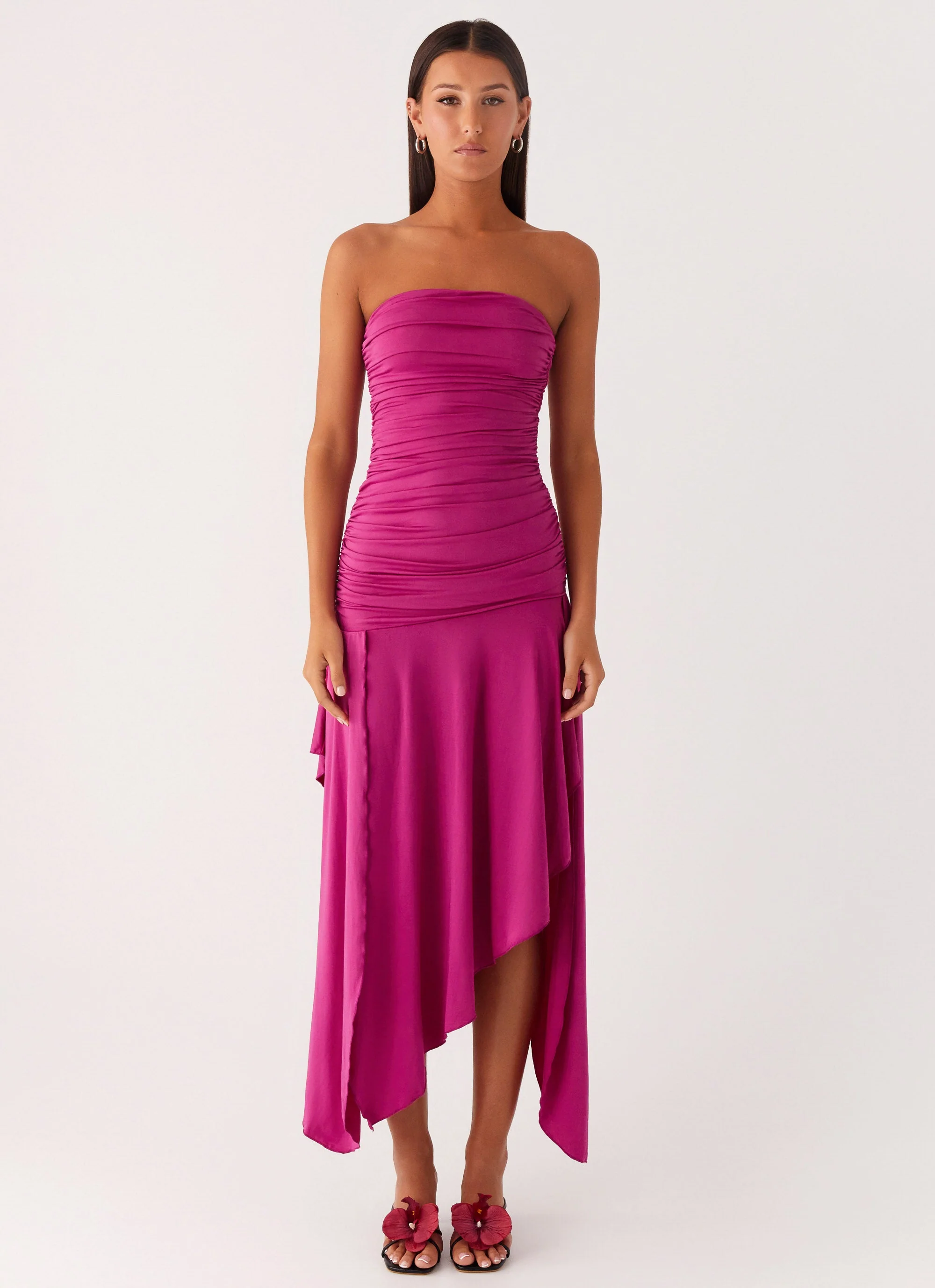Ora Strapless Maxi Dress - Fuchsia - Image 2