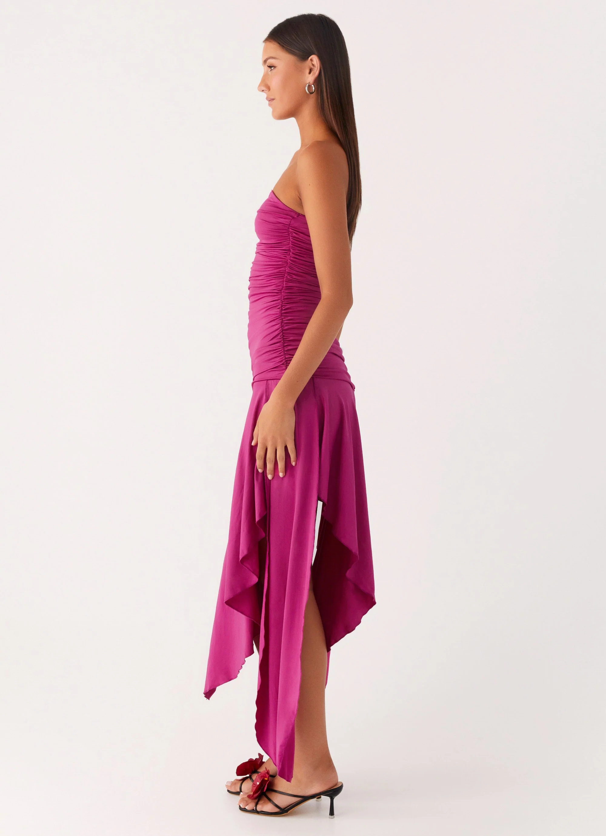 Ora Strapless Maxi Dress - Fuchsia - Image 3