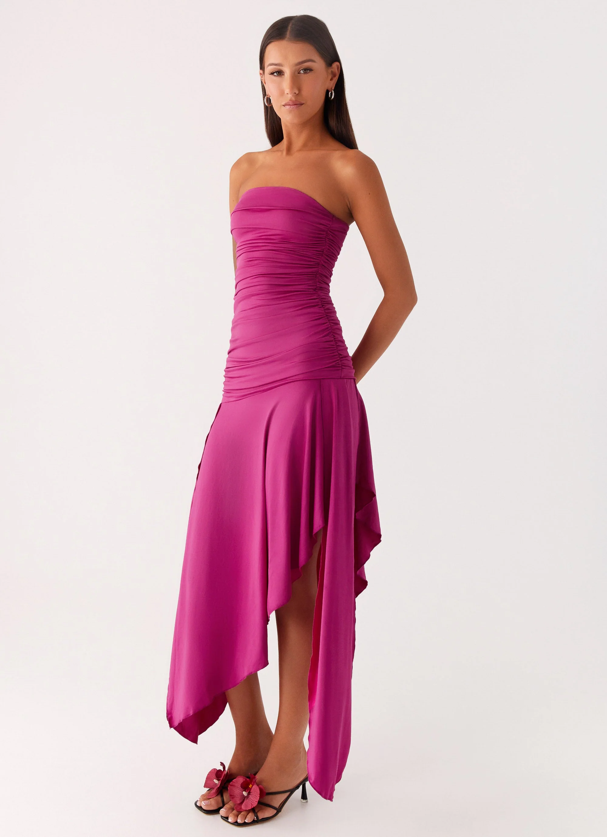 Ora Strapless Maxi Dress - Fuchsia - Image 5