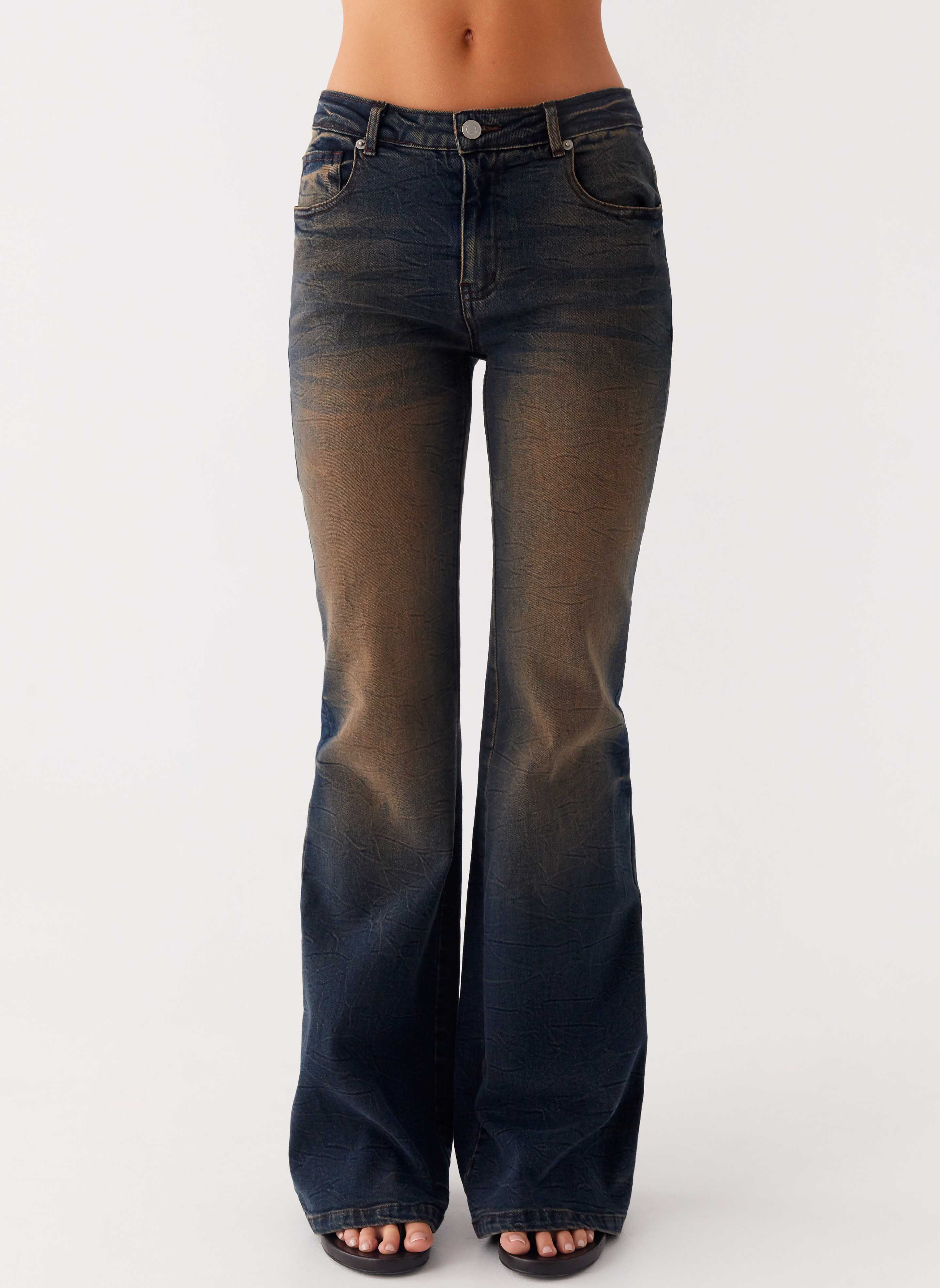 Oregon Flared Denim Jeans - Dirty Black Wash - Image 3