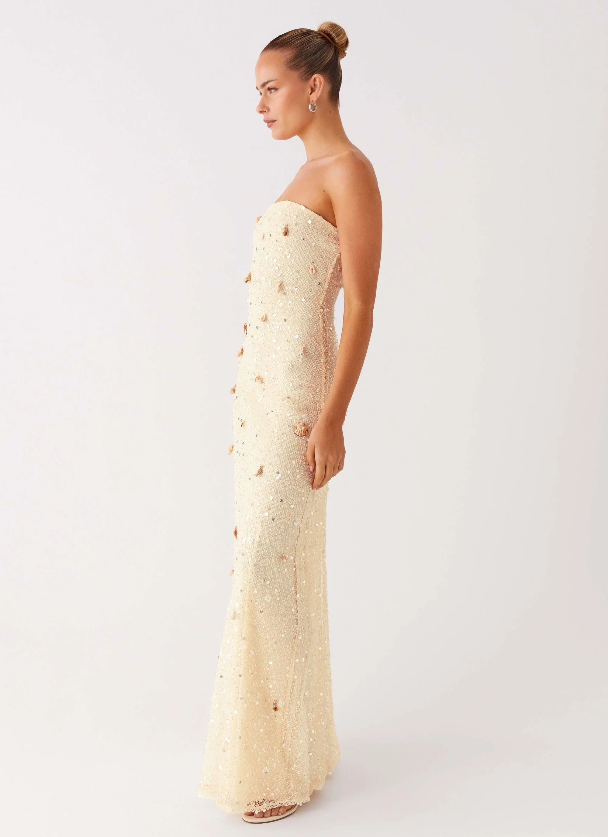 Orelli Shell Sequin Knit Maxi Dress - Ivory - Image 2