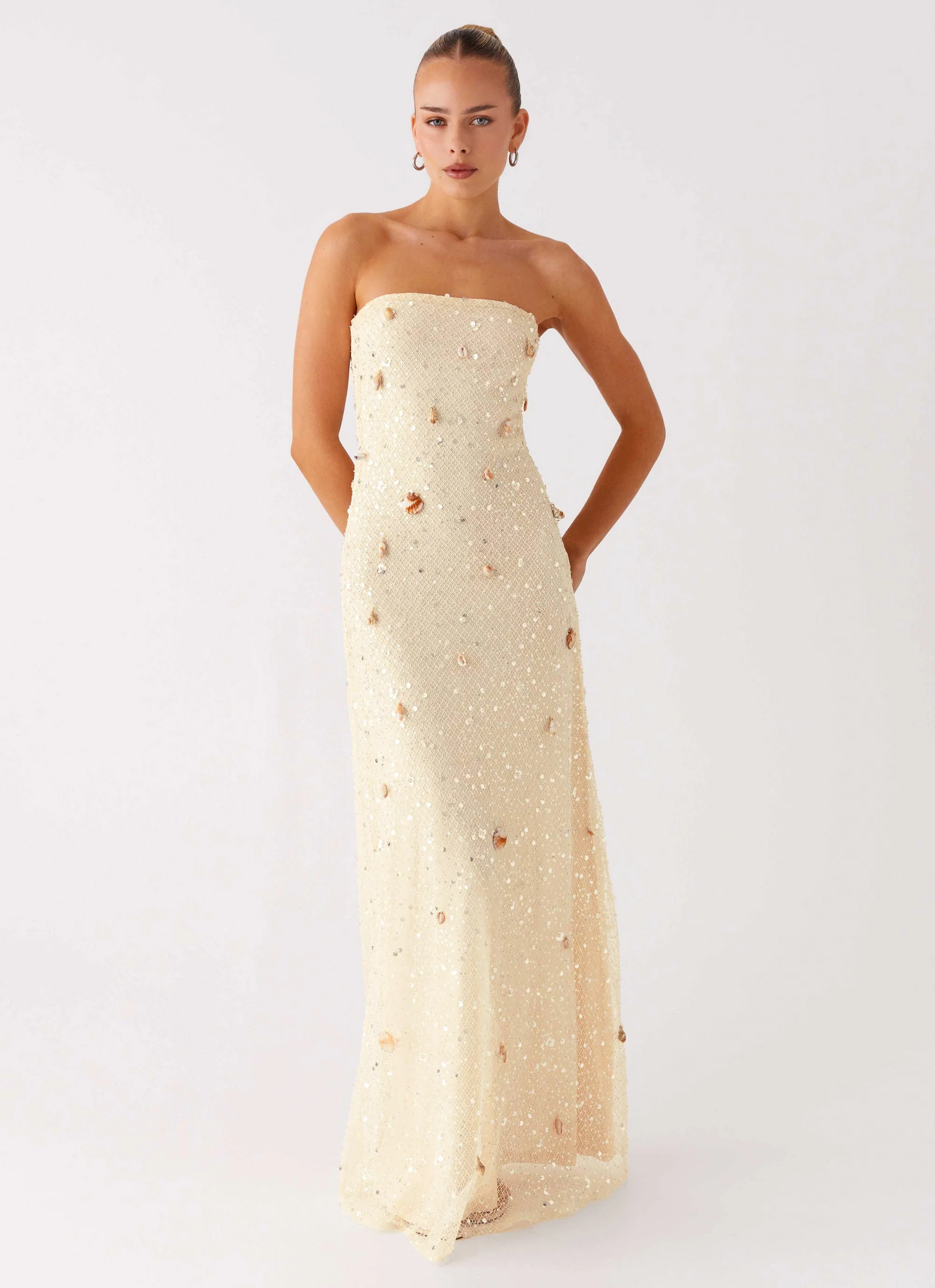 Orelli Shell Sequin Knit Maxi Dress - Ivory - Image 4