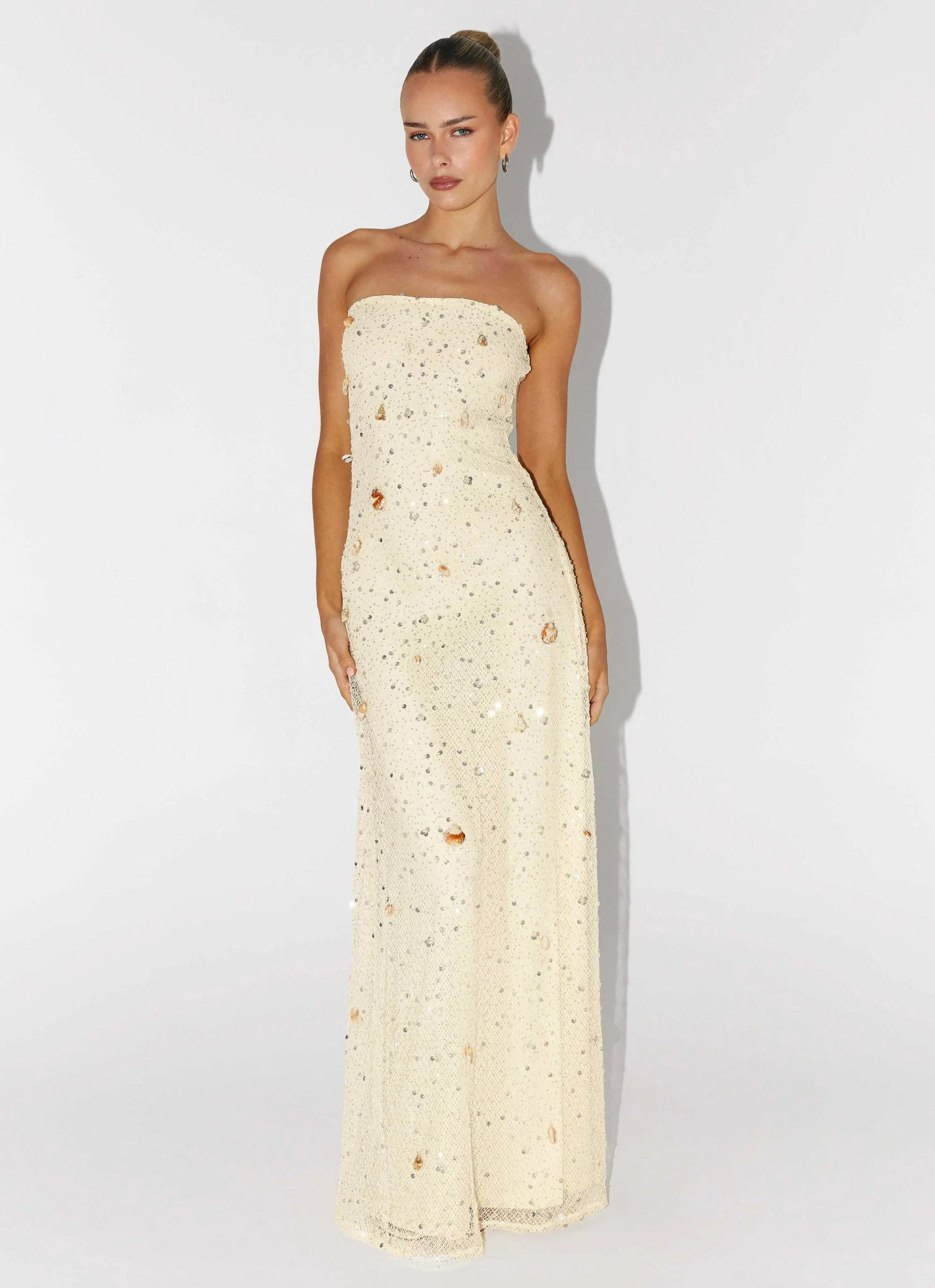 Orelli Shell Sequin Knit Maxi Dress - Ivory - Image 5