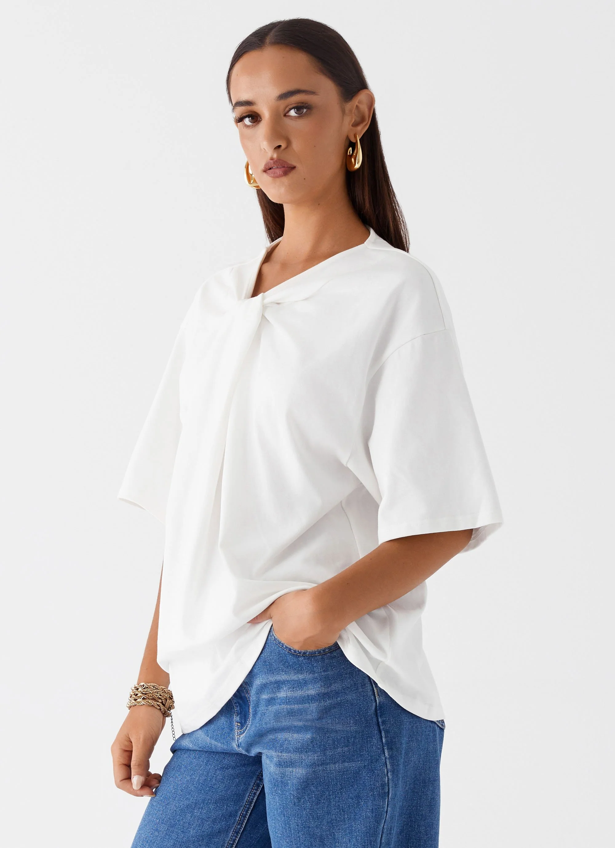 Orena Twist T-Shirt - White - Image 3
