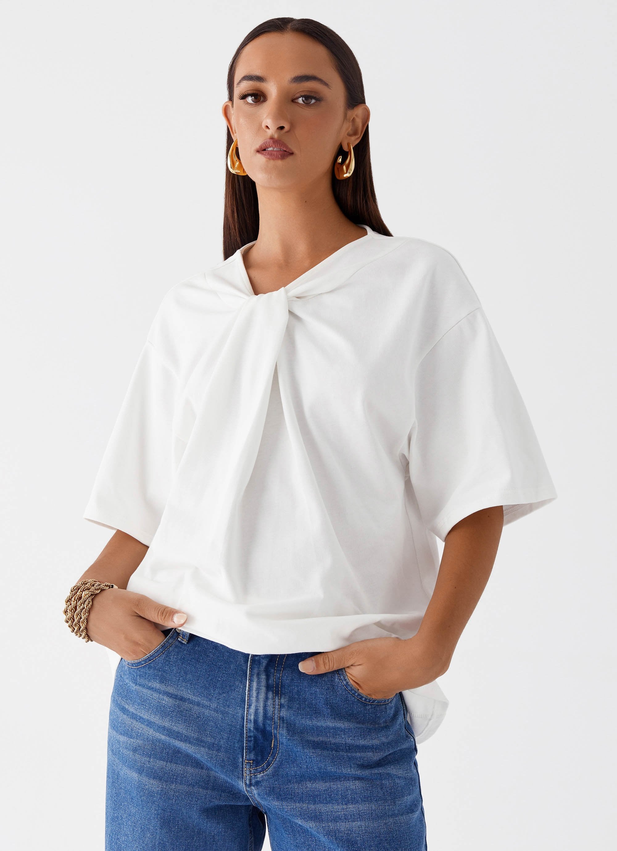 Orena Twist T-Shirt - White - Image 5