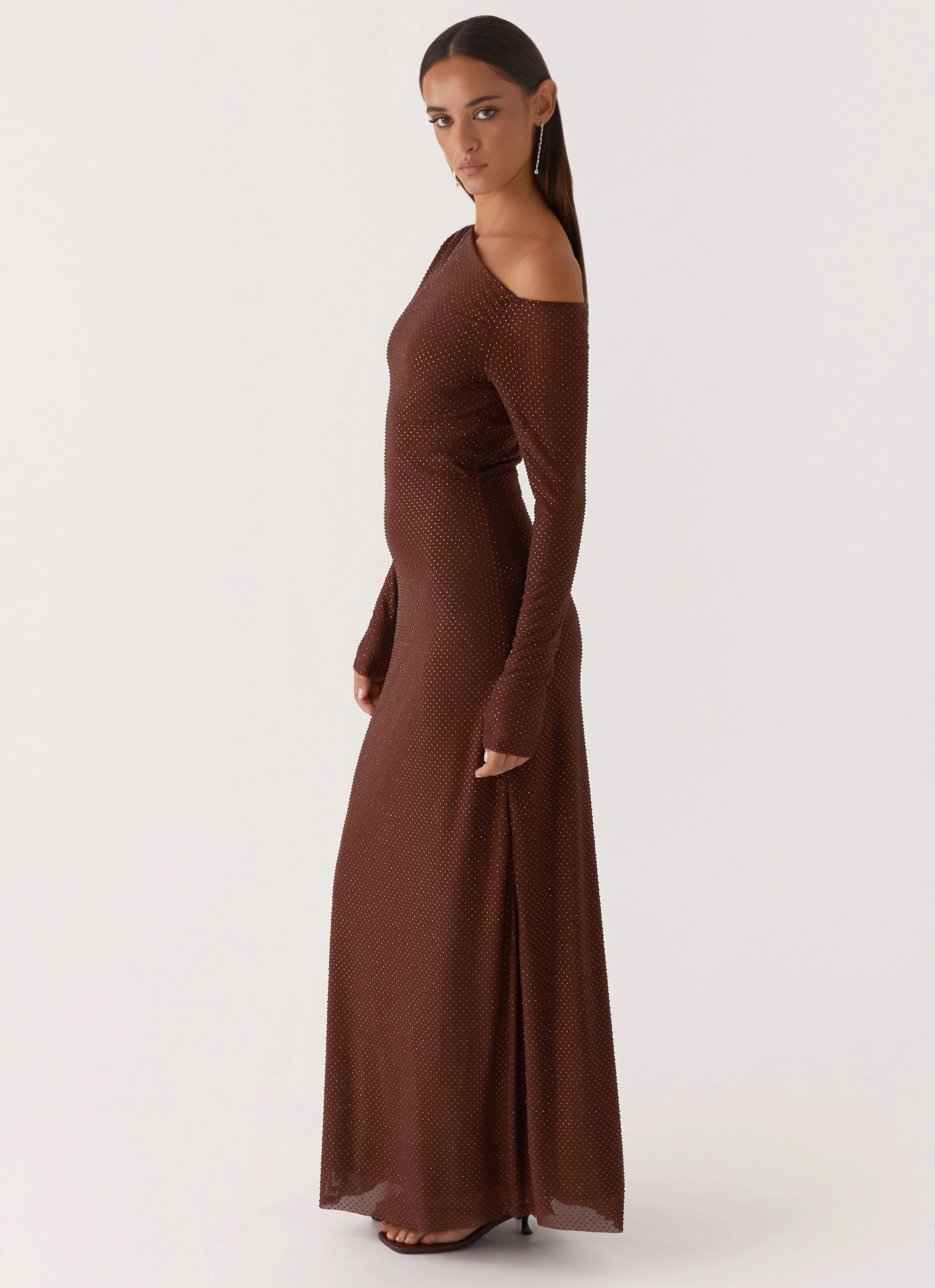 Oriana Sequin Maxi Dress - Chocolate - Image 4