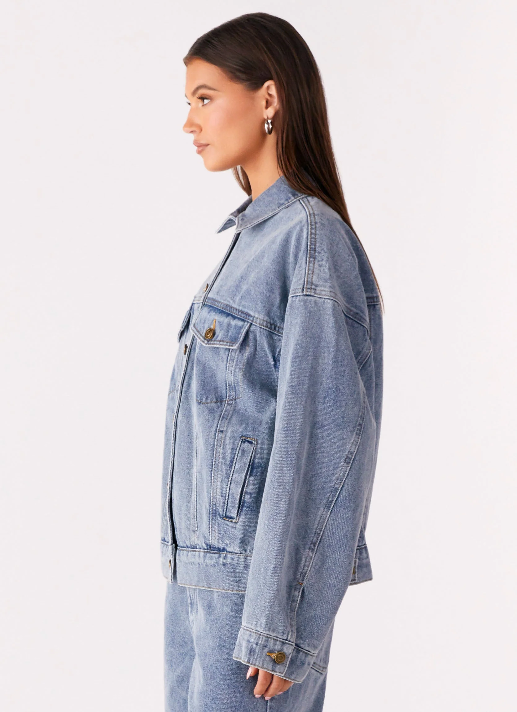 Orleans Oversized Denim Jacket - Blue - Image 3