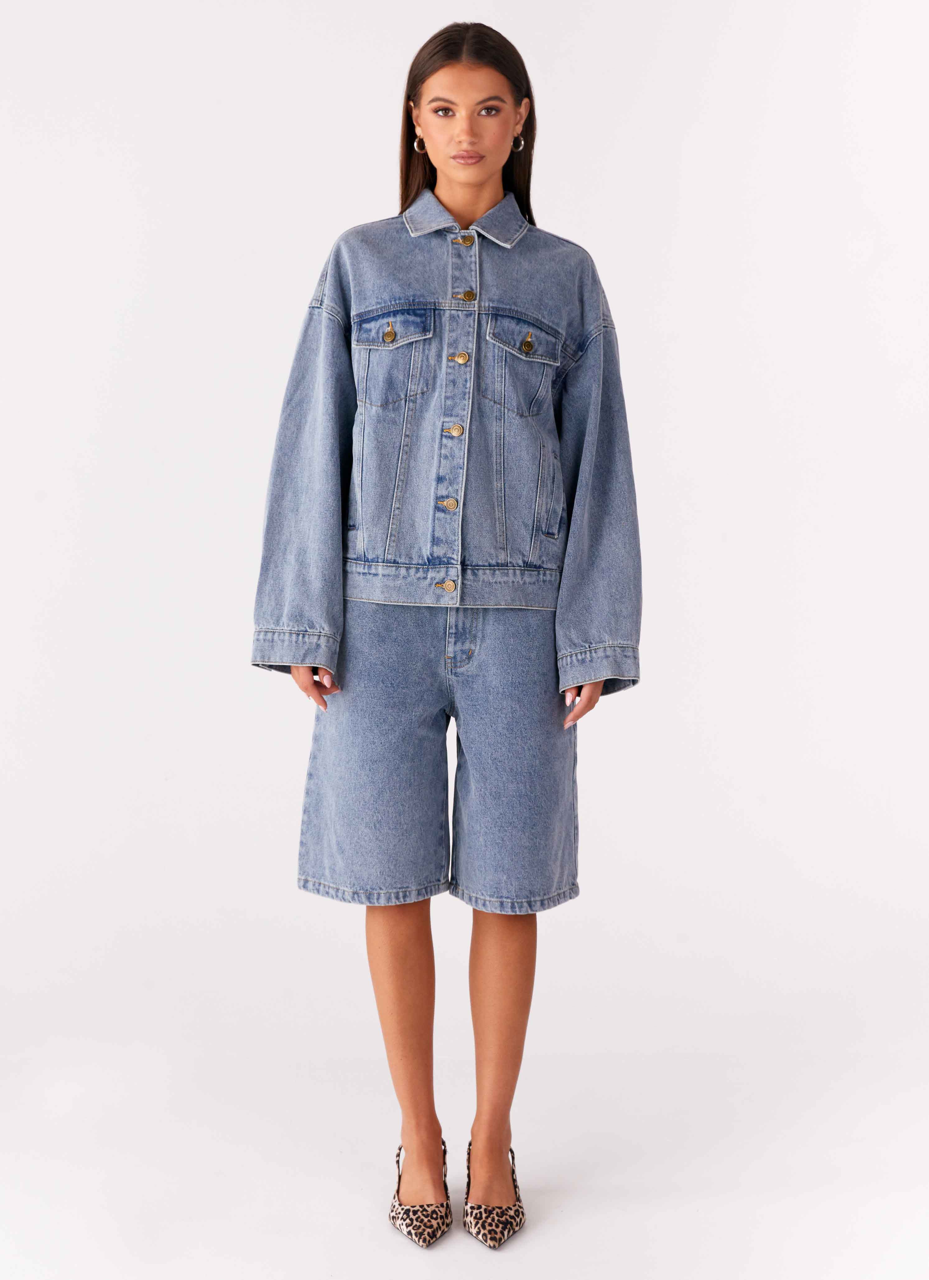 Orleans Oversized Denim Jacket - Blue - Image 5