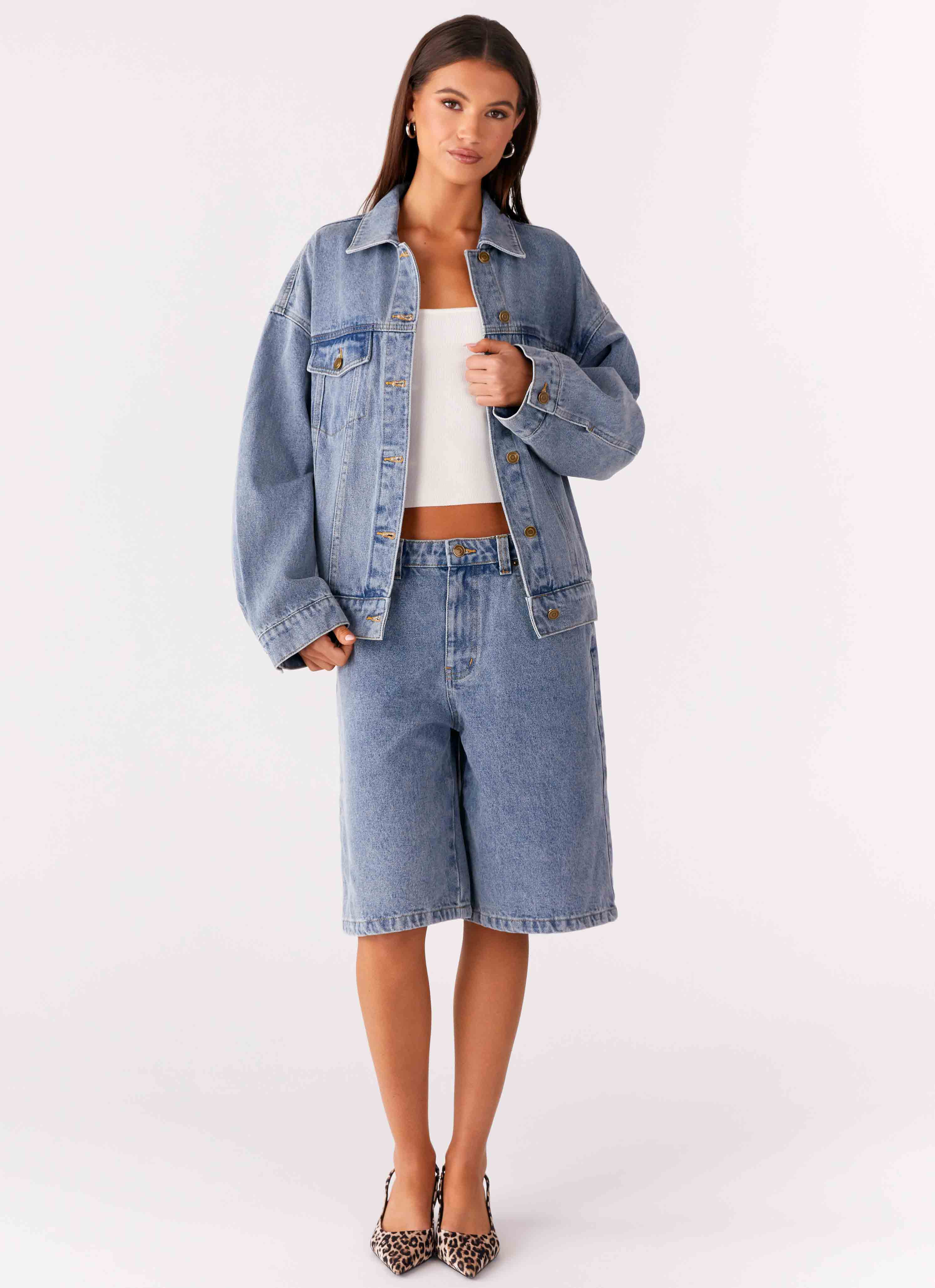 Orleans Oversized Denim Jacket - Blue - Image 6