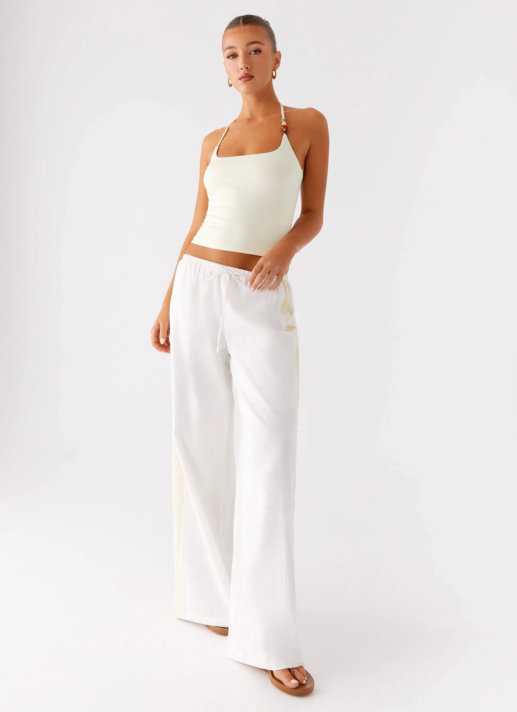 Oska Drawstring Pants - White - Image 2