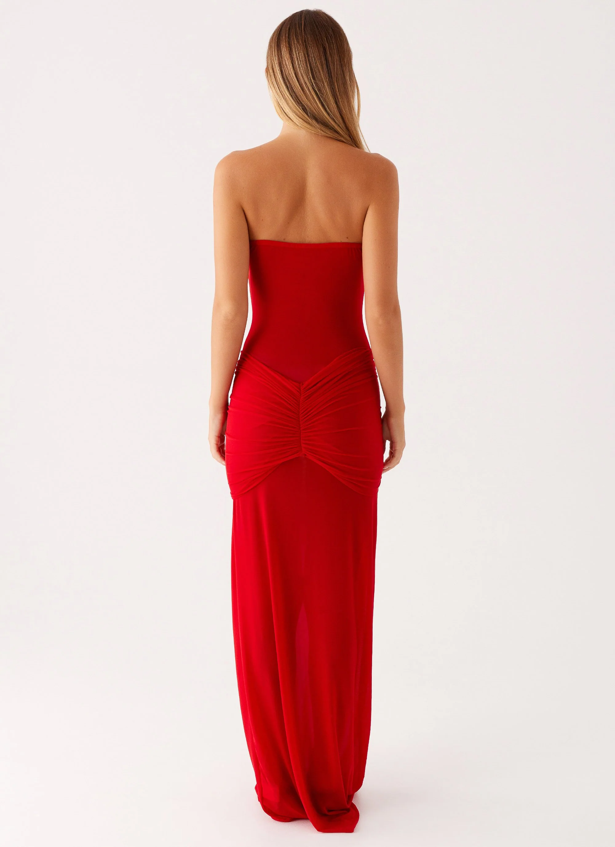 Ottilie Mesh Maxi Dress - Red - Image 3