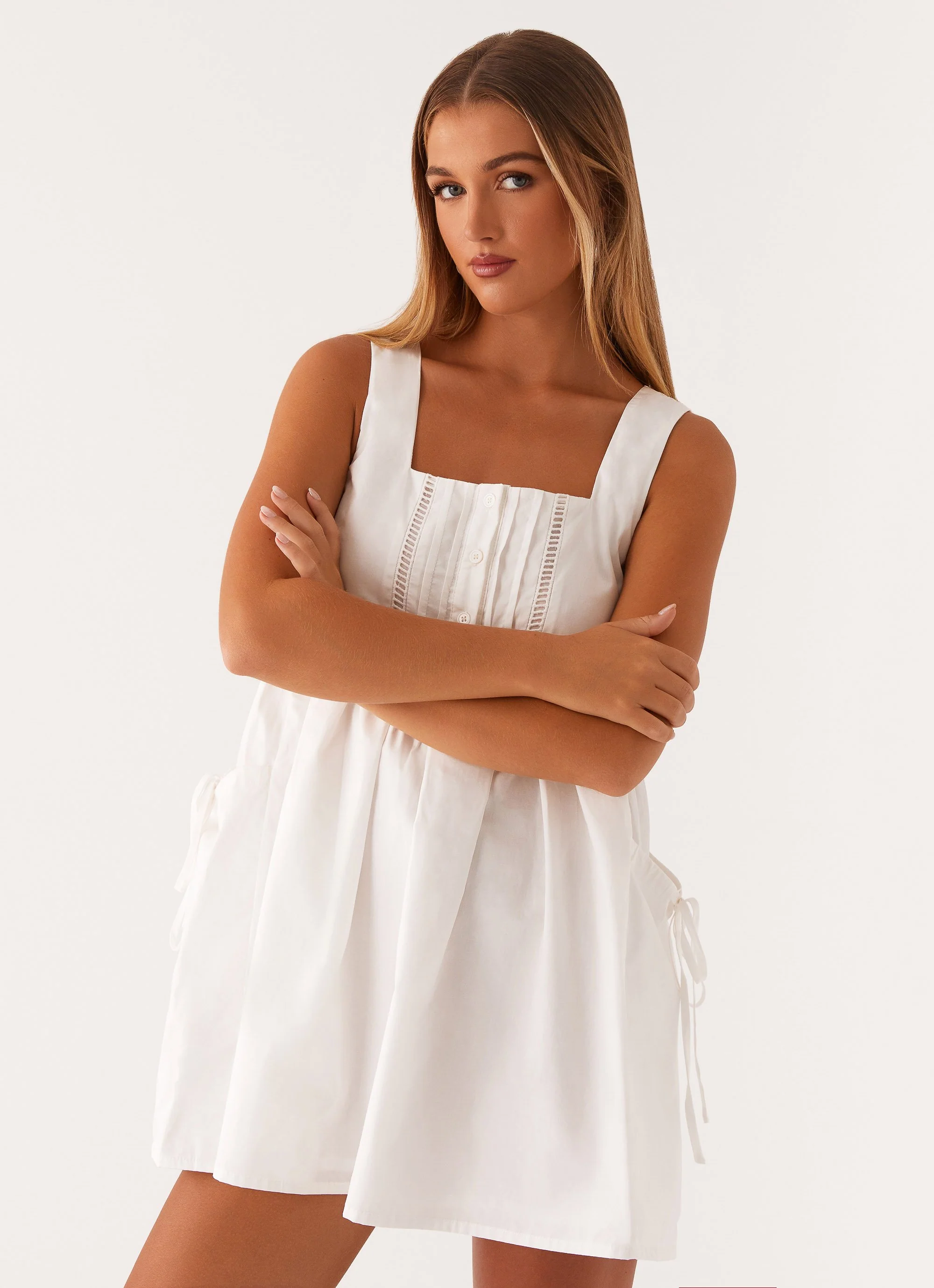 Ottoline Babydoll Mini Dress - White - Image 6