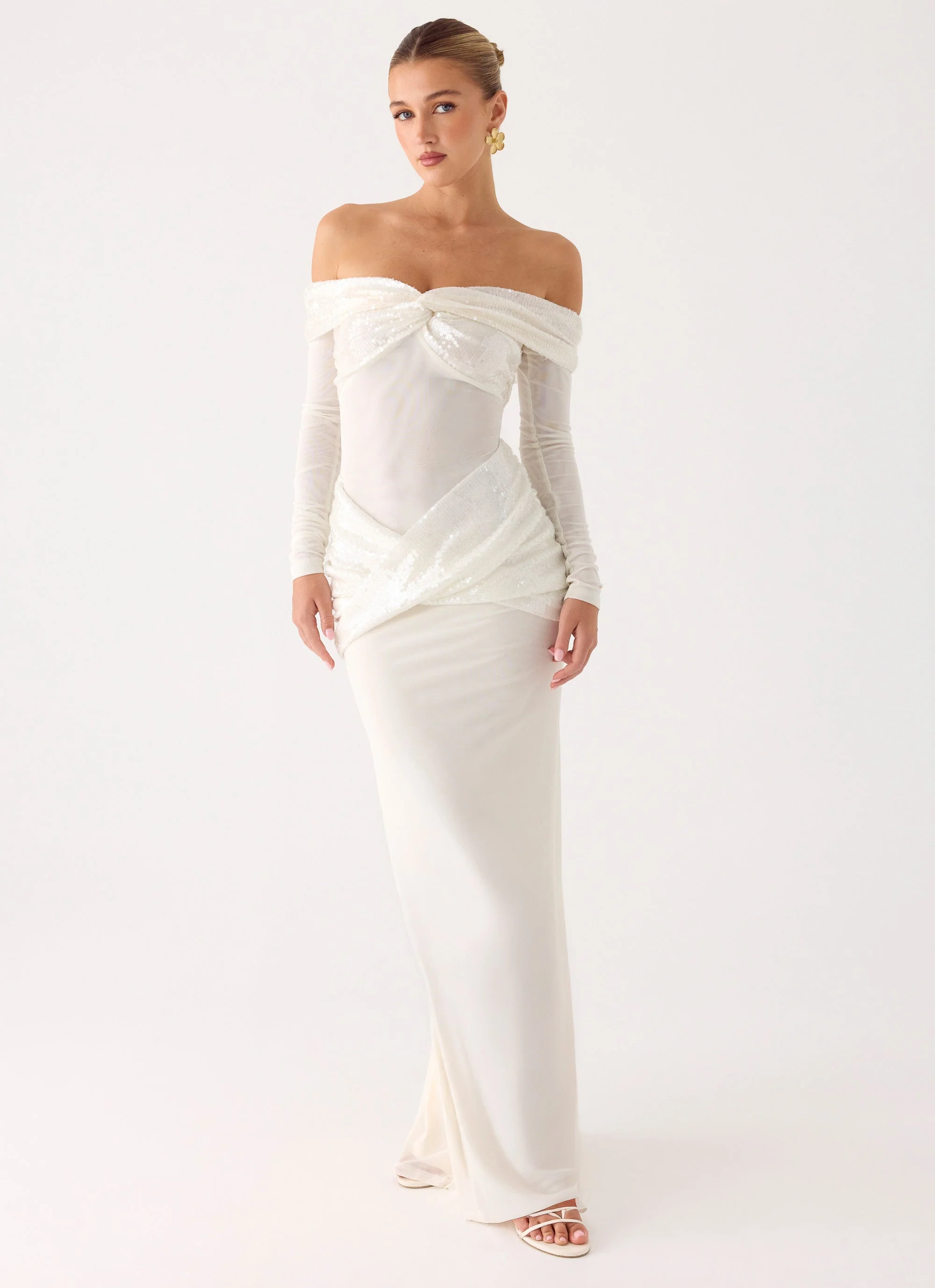 Over To You Sequin Maxi Dress - White - Image 4