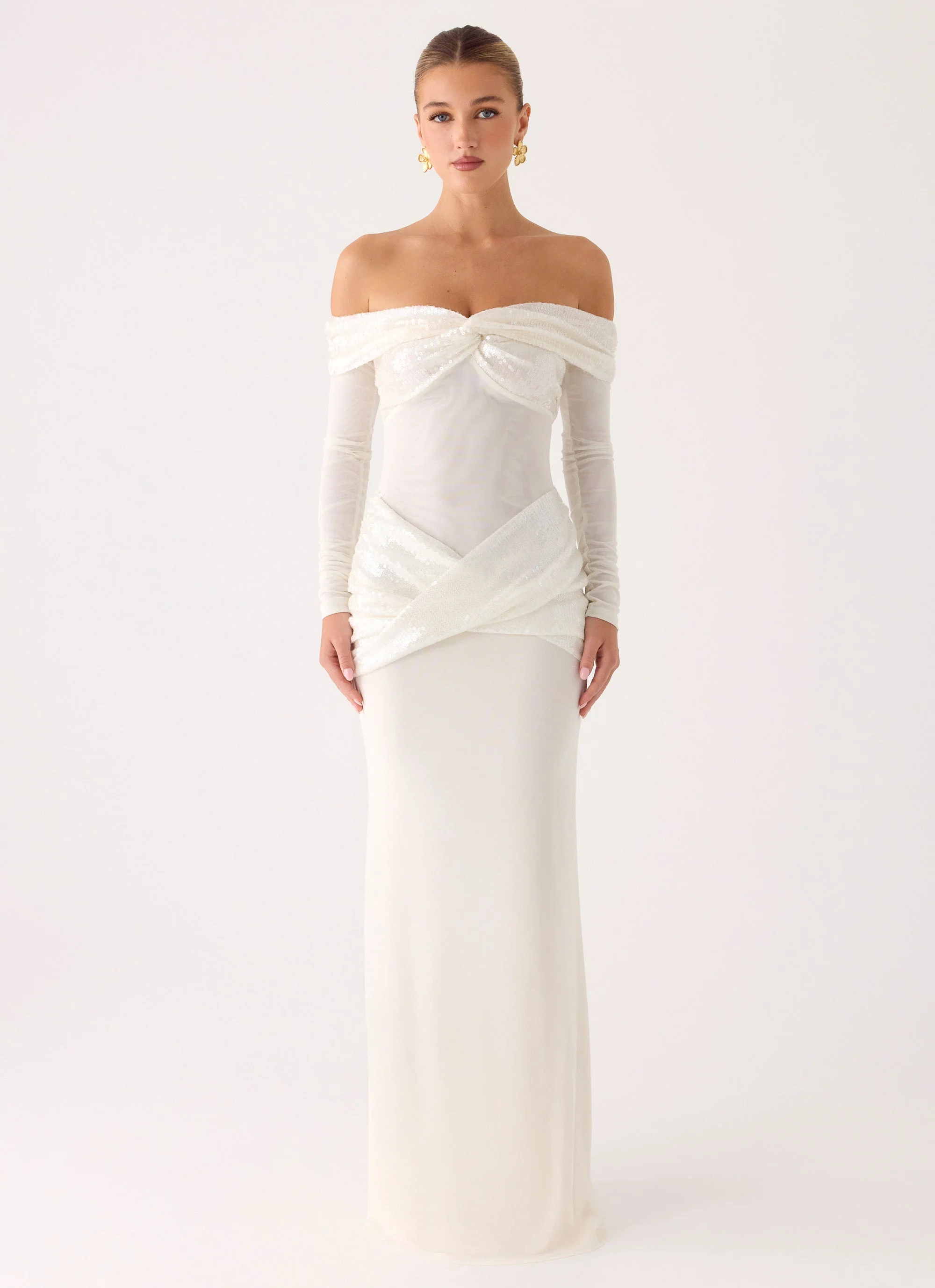 Over To You Sequin Maxi Dress - White - Image 5