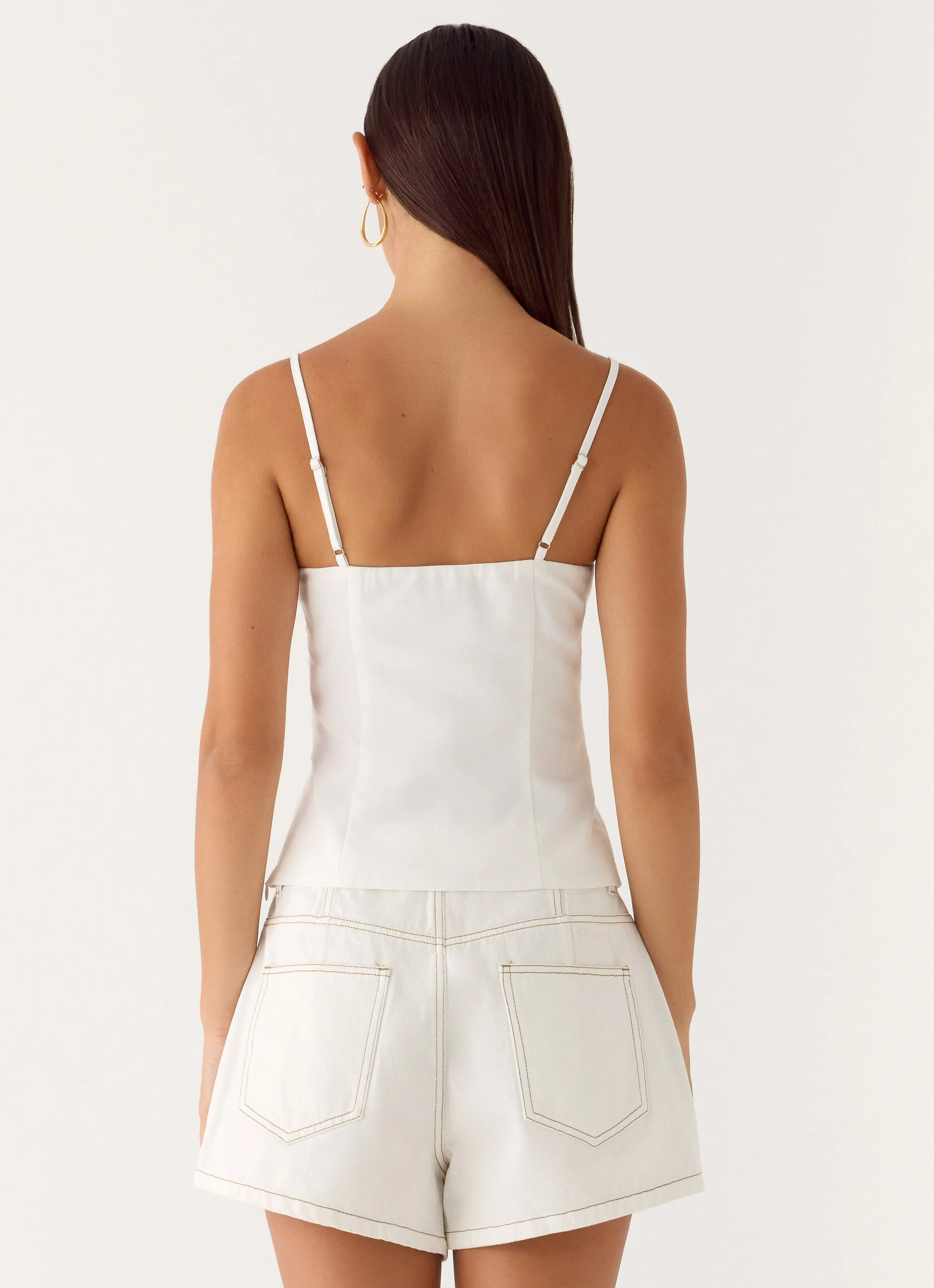 Owen A-Line Denim Shorts - White - Image 2