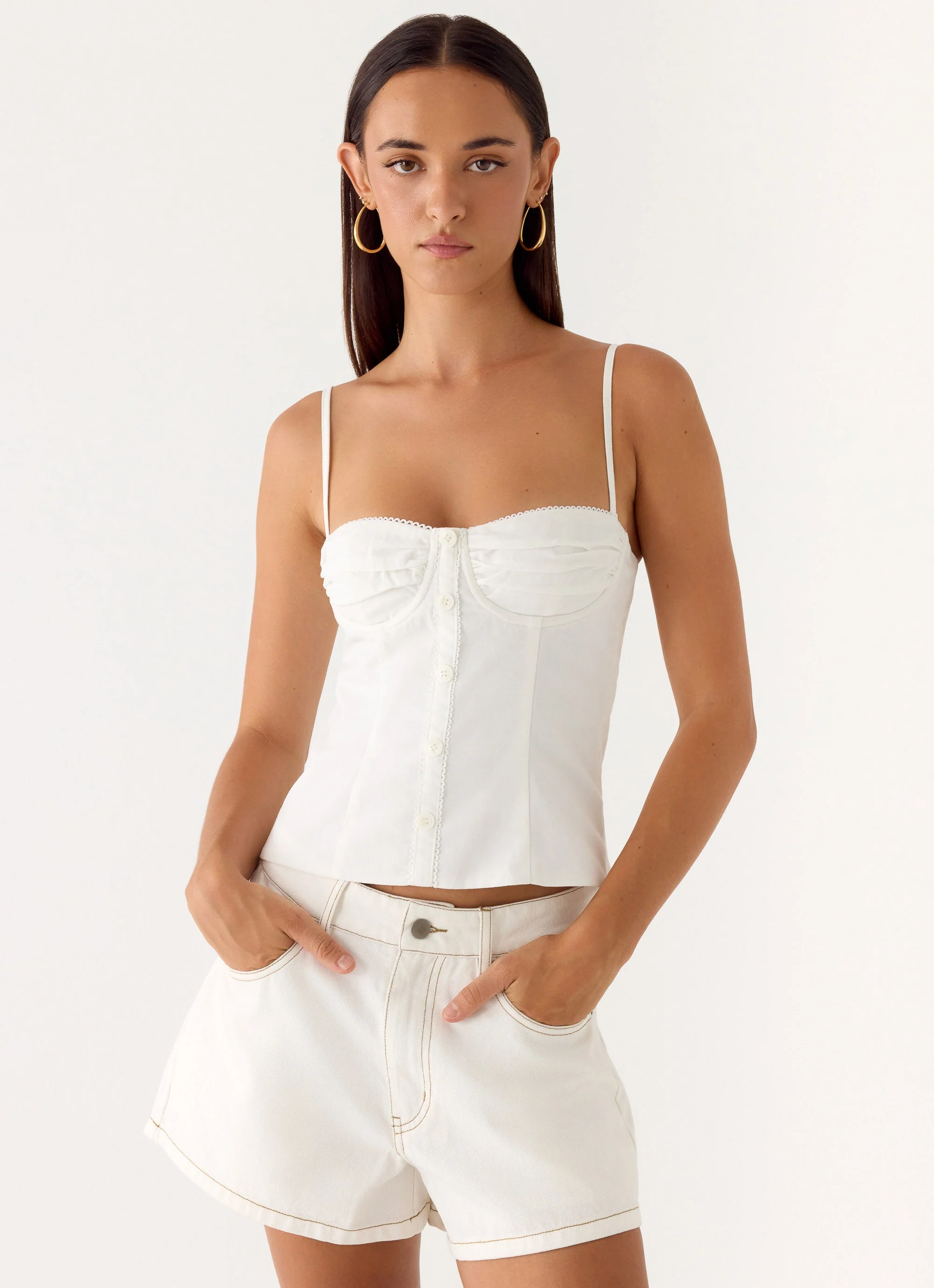 Owen A-Line Denim Shorts - White - Image 5