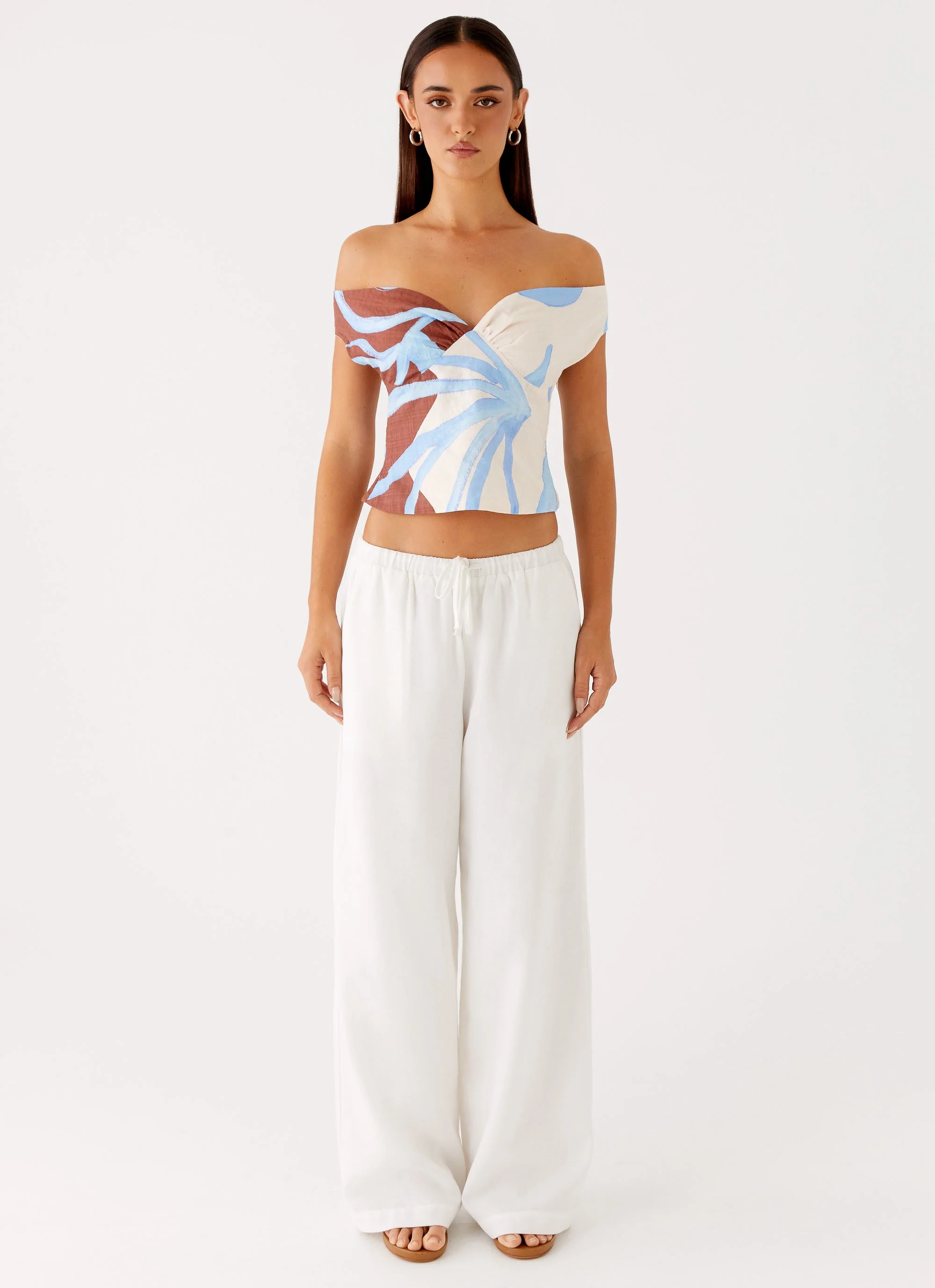 Ozella Off Shoulder Top - Bloom Wave Print - Image 2