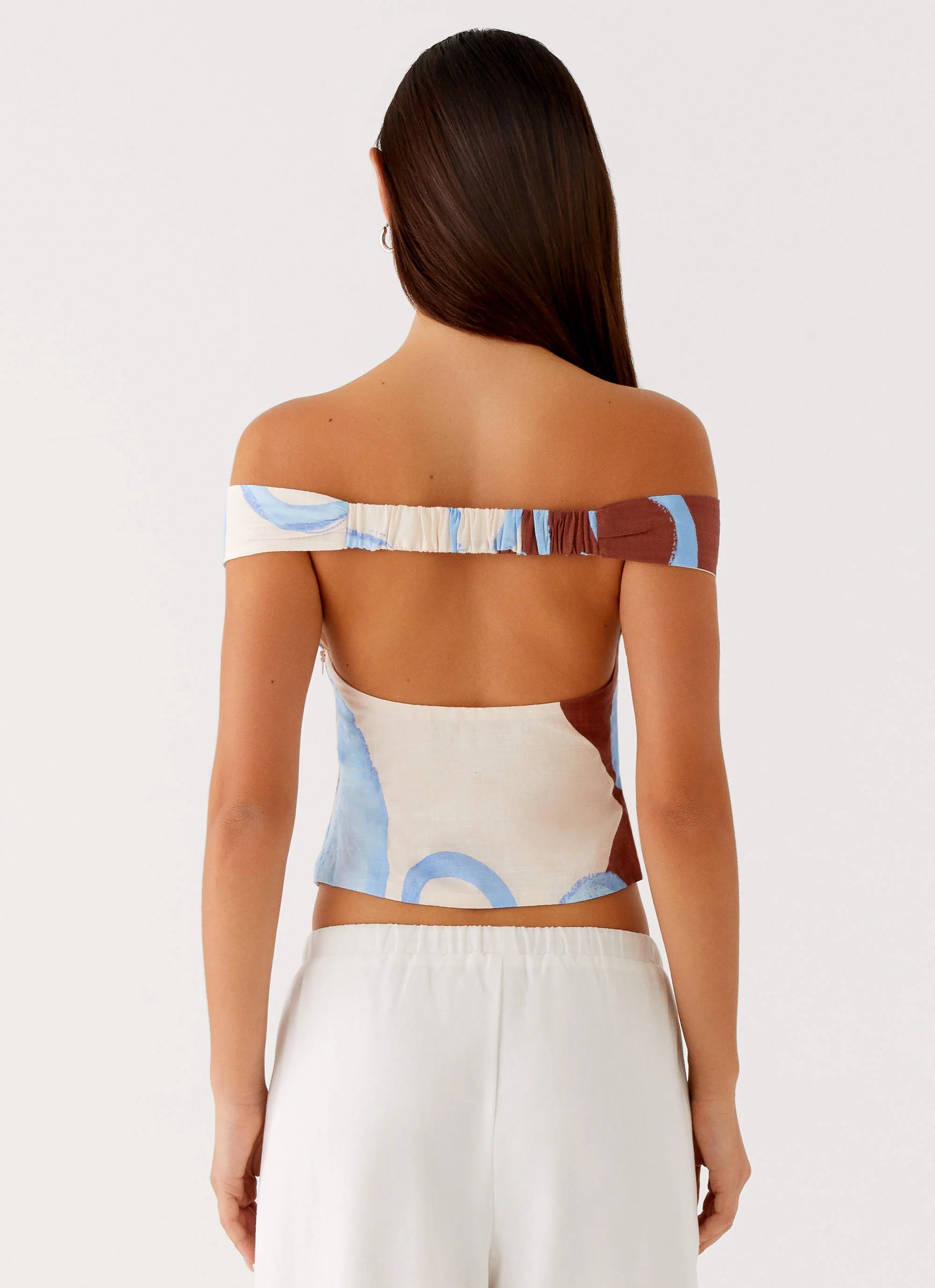 Ozella Off Shoulder Top - Bloom Wave Print - Image 4
