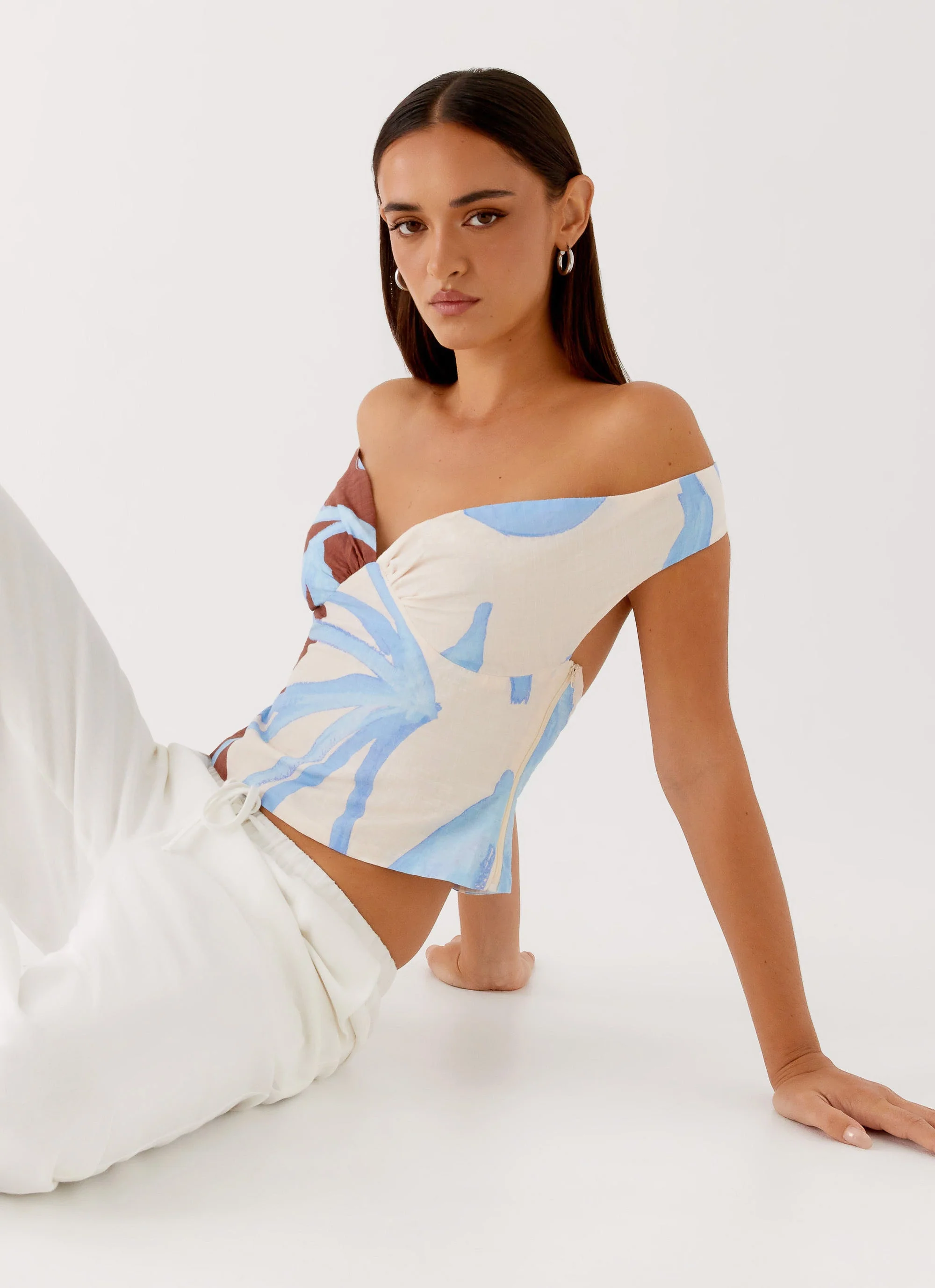 Ozella Off Shoulder Top - Bloom Wave Print - Image 6