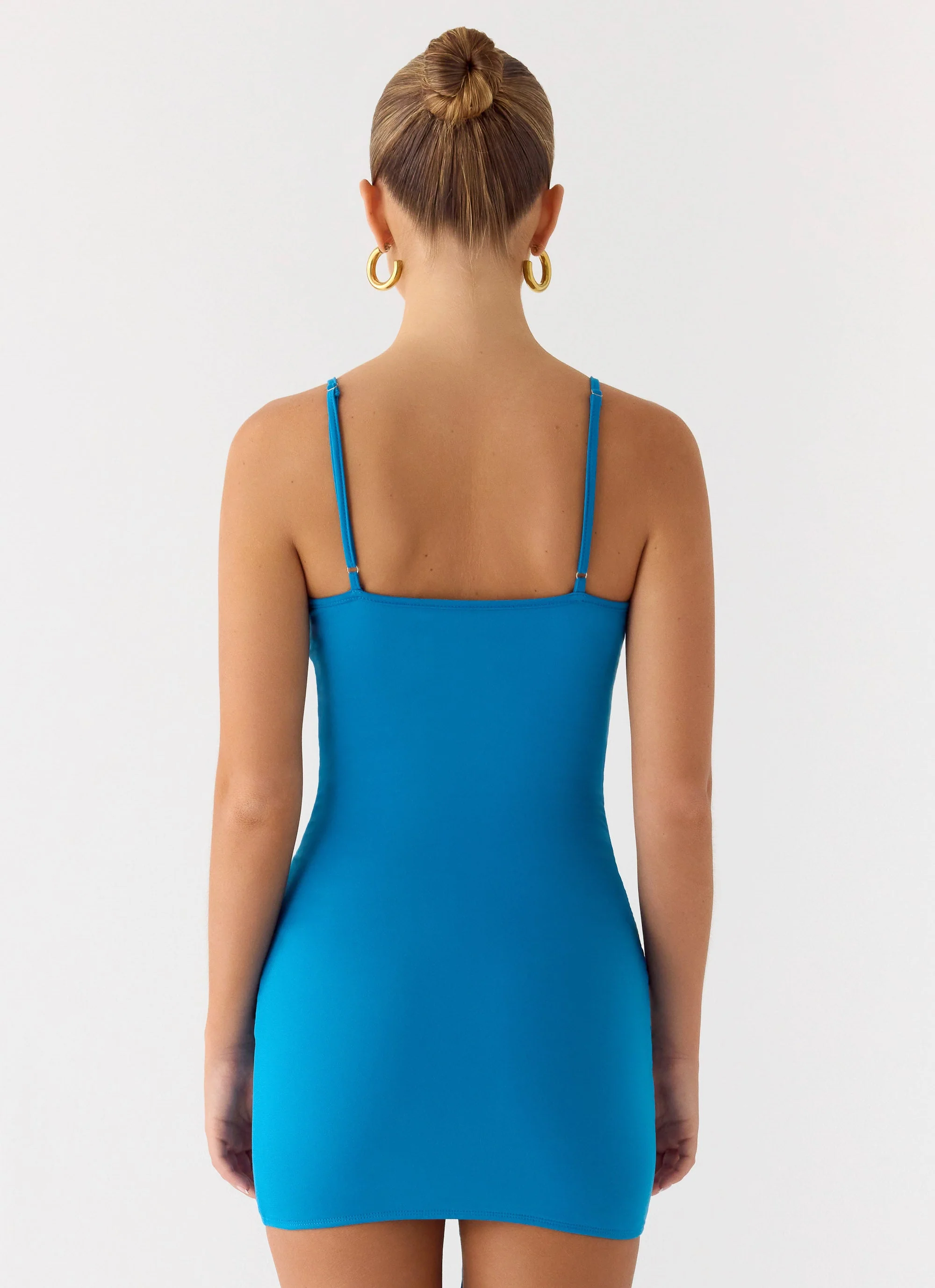 Paeonia Shell Mini Dress - Aqua Blue - Image 3