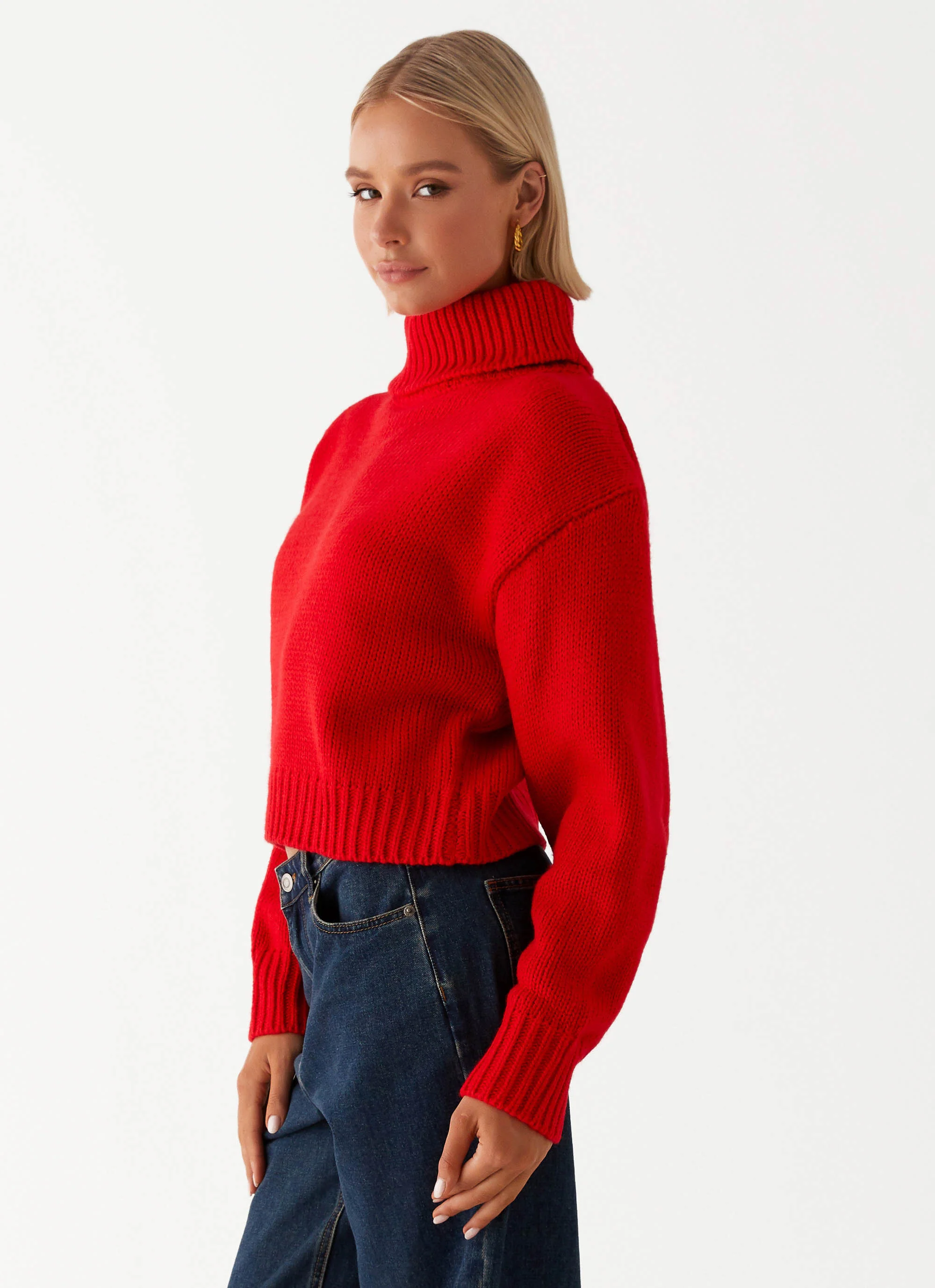 Paint The Town Red Oversized Knit Jumper - Red - Image 3