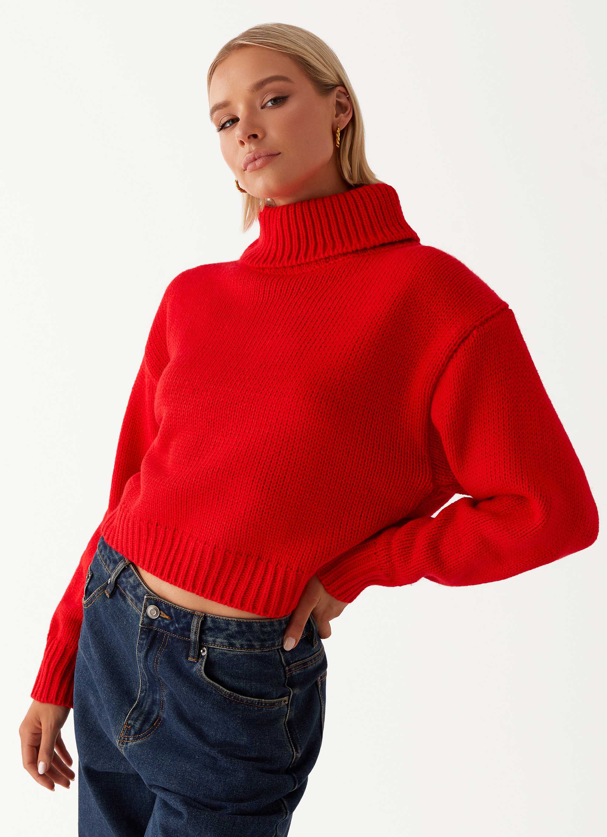 Paint The Town Red Oversized Knit Jumper - Red - Image 5