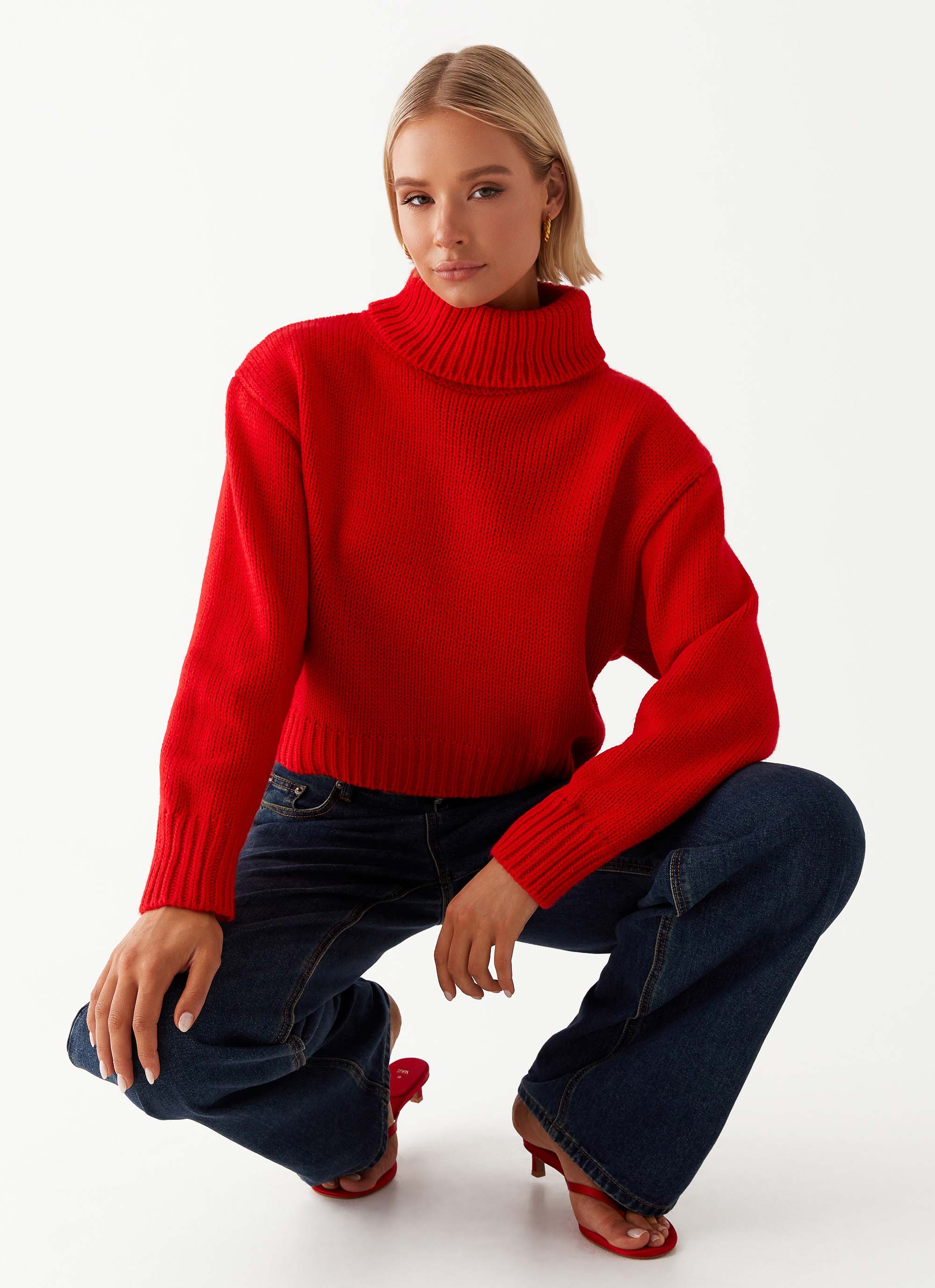 Paint The Town Red Oversized Knit Jumper - Red - Image 6