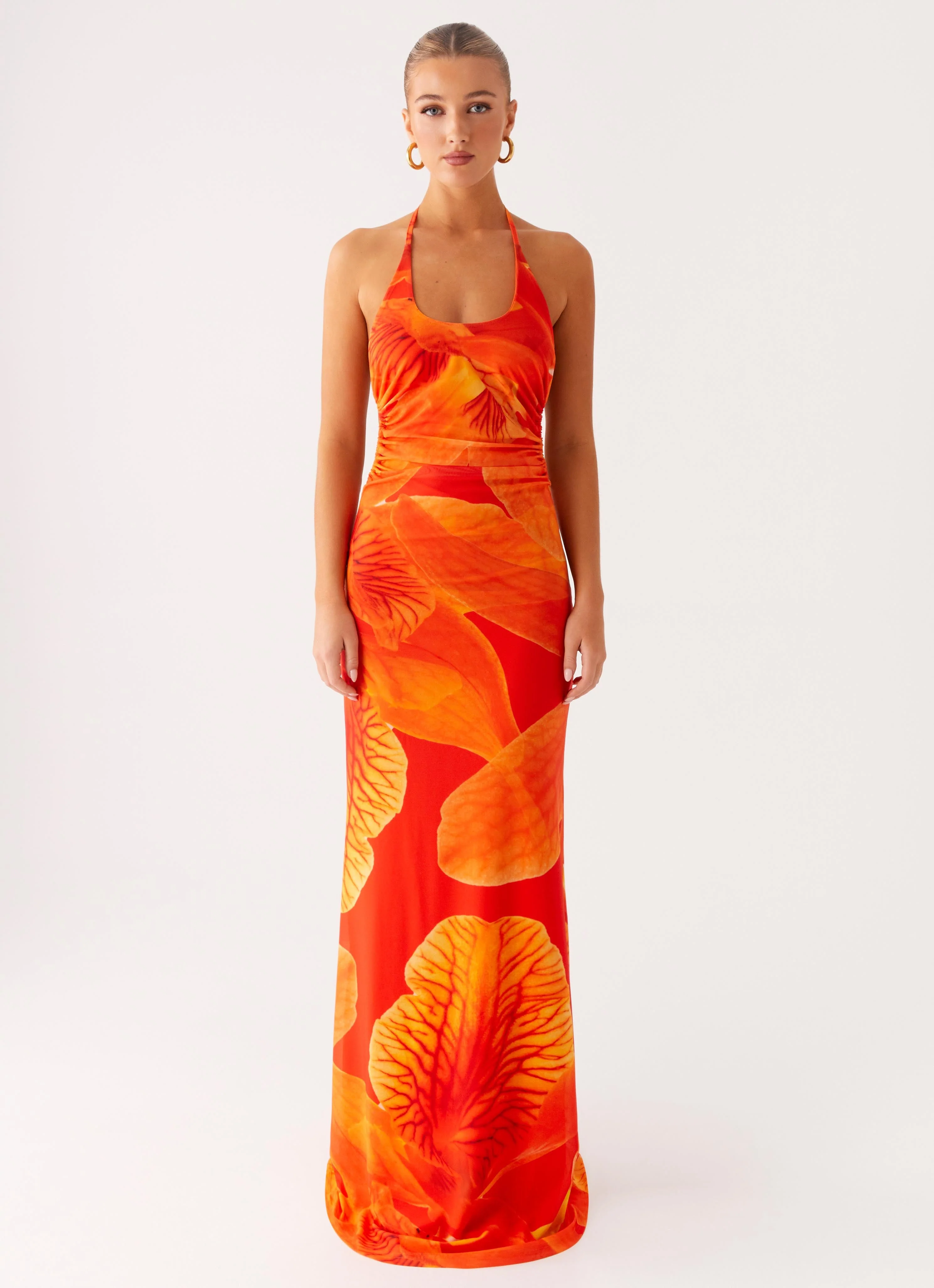 Palawan Mesh Maxi Dress - Orange Floral - Image 4