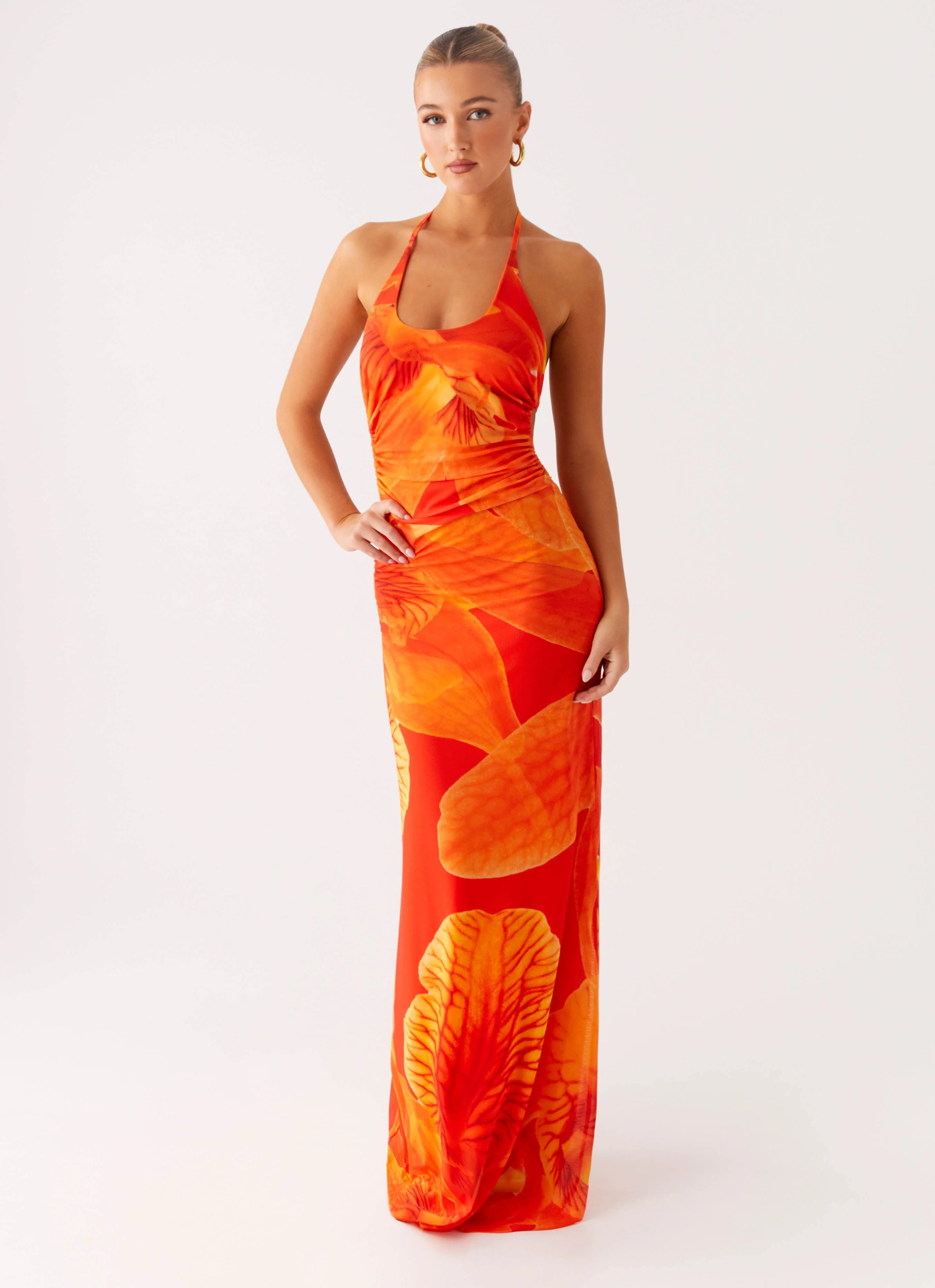Palawan Mesh Maxi Dress - Orange Floral - Image 5