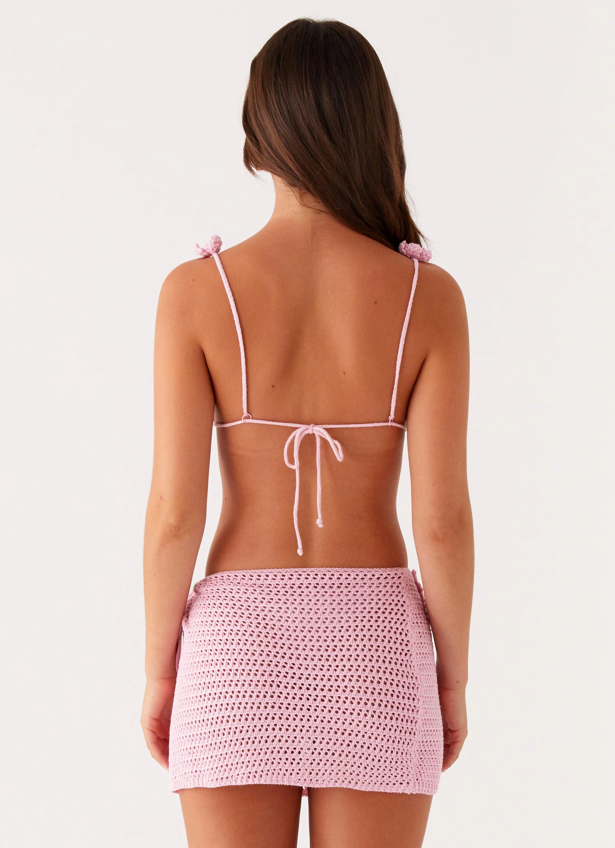 Palazzo Crochet Wrap Skirt - Pink - Image 3