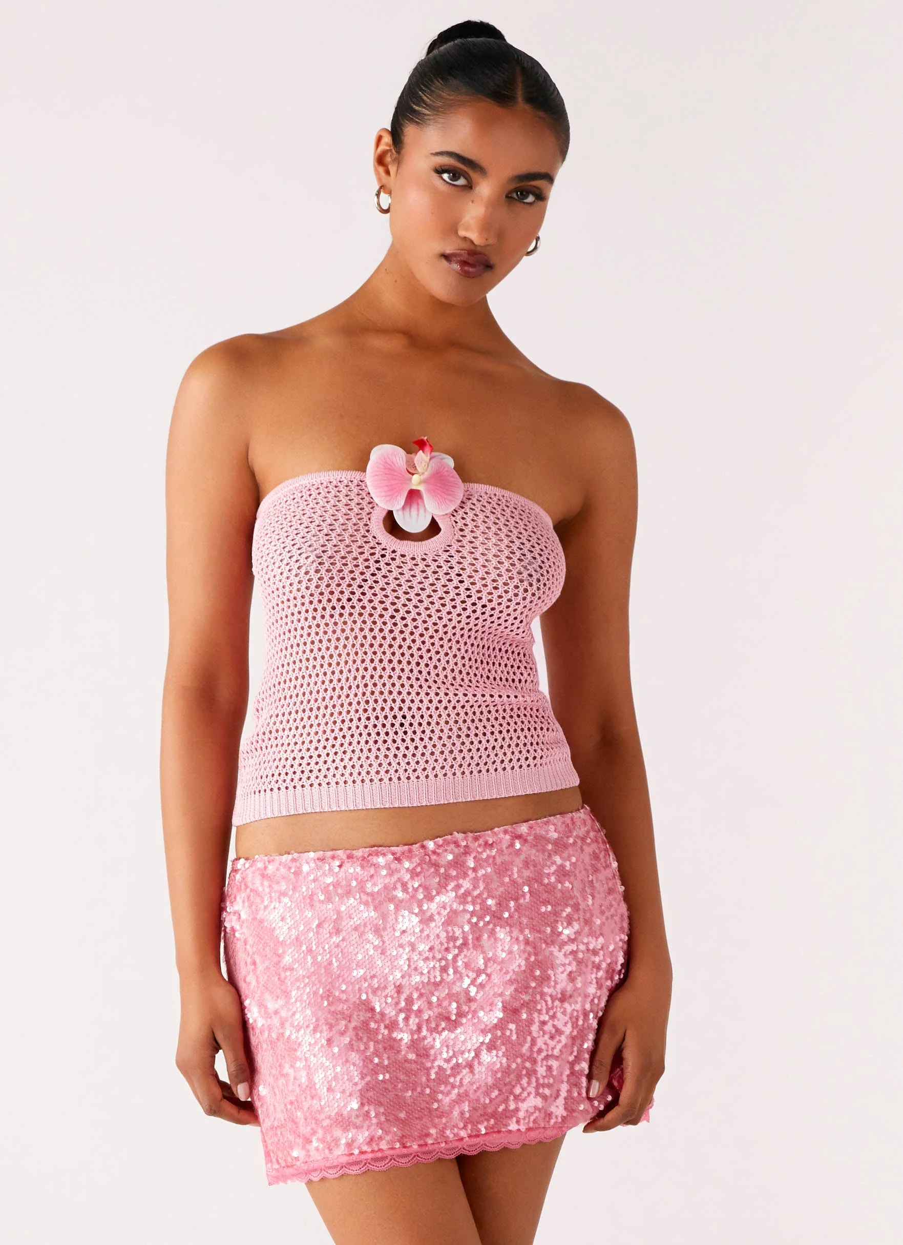 Palila Sequin Mini Skirt - Pink - Image 2