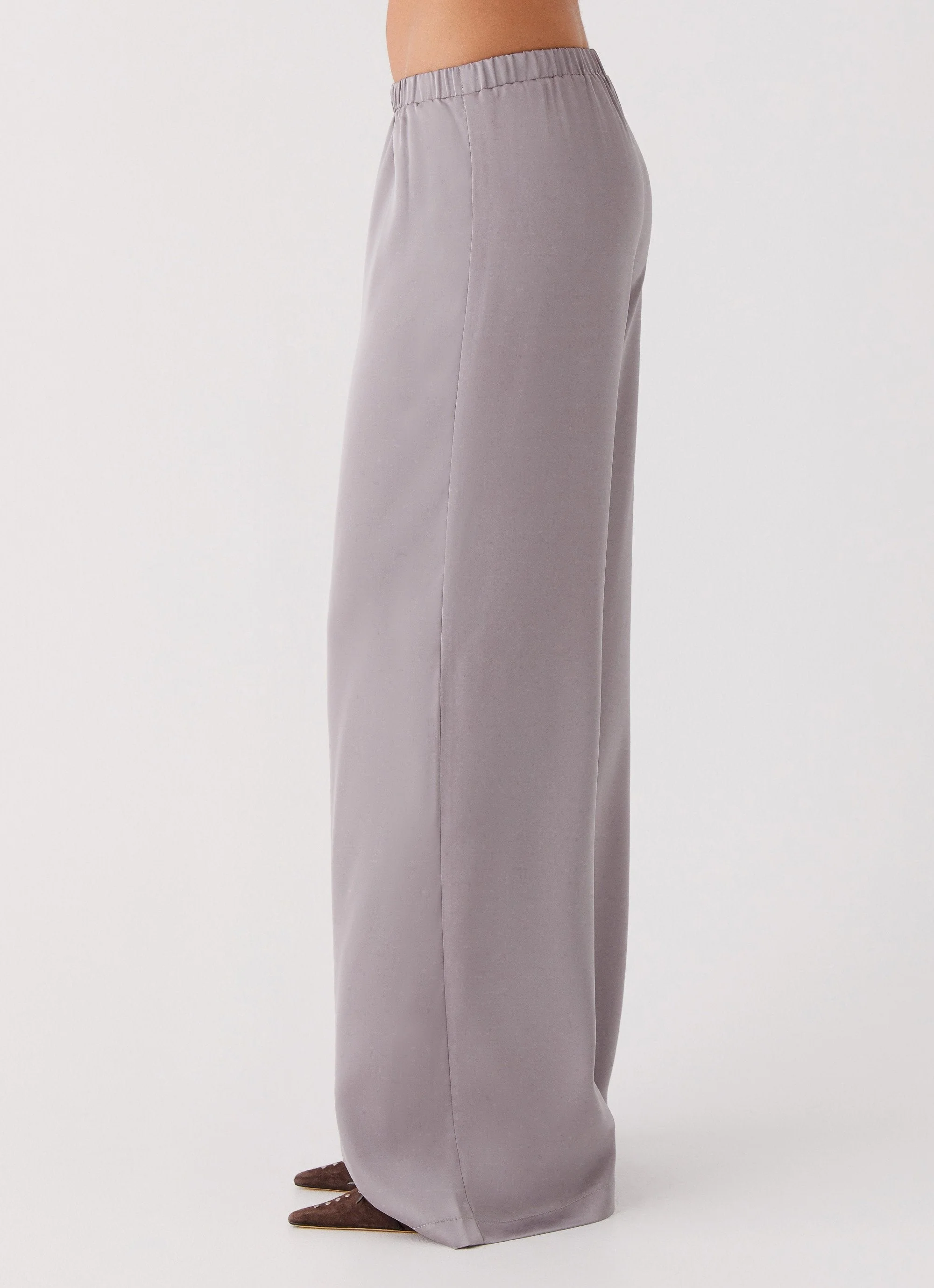 Palm Cove Satin Pants - Grey - Image 3