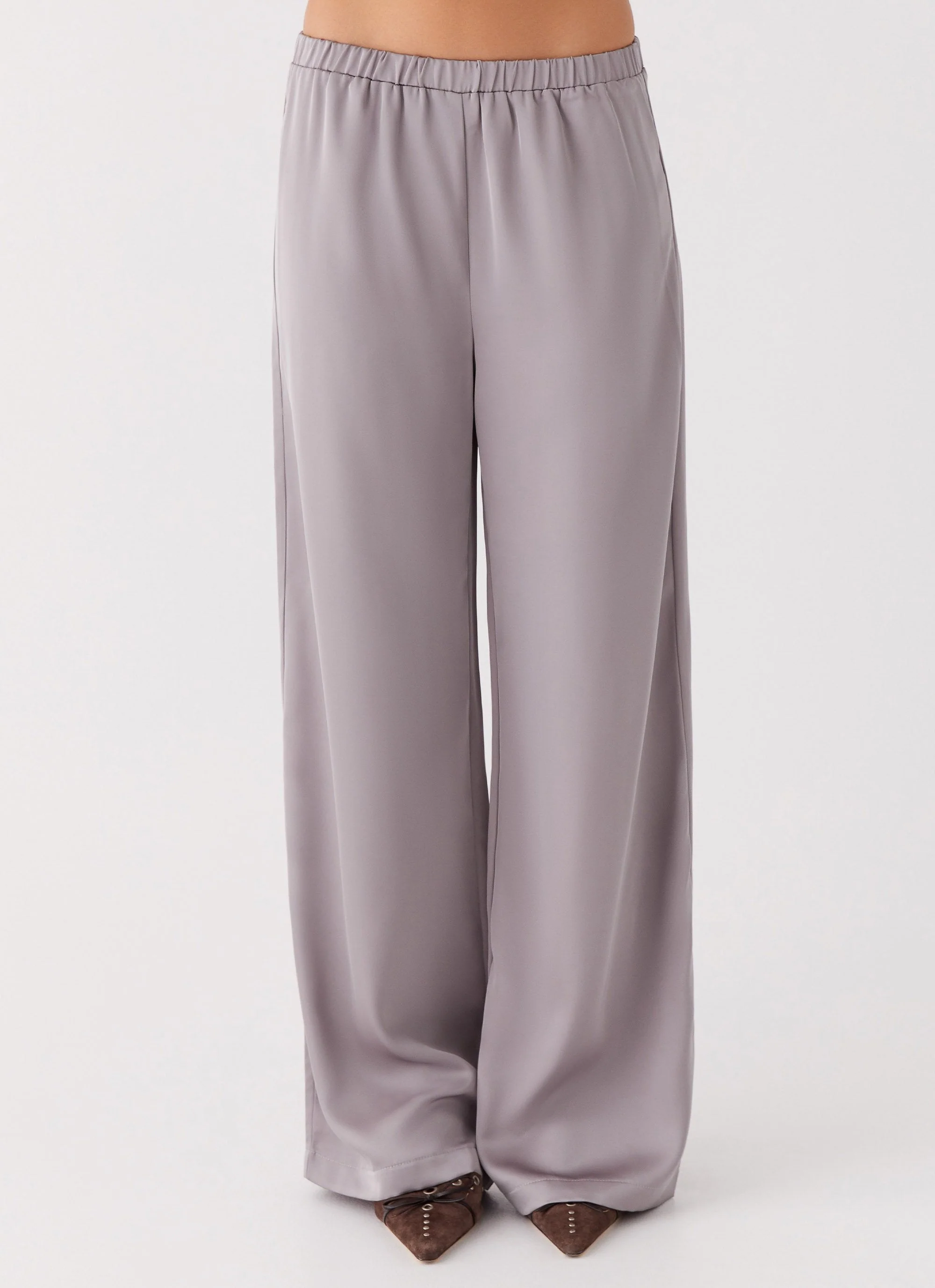 Palm Cove Satin Pants - Grey - Image 5