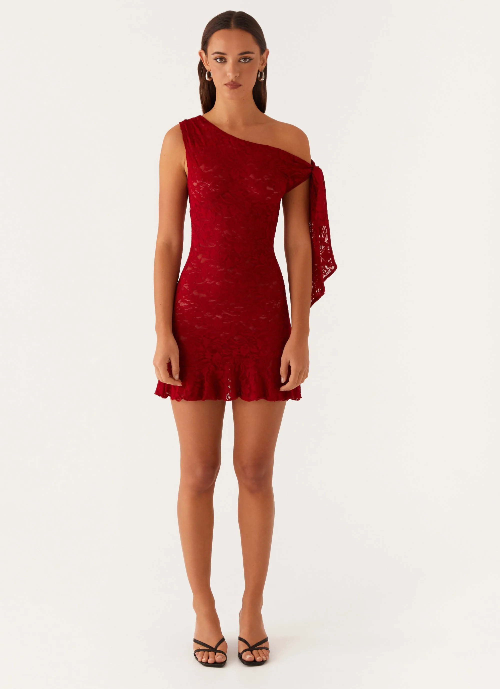 Palm House Lace Mini Dress - Red - Image 2
