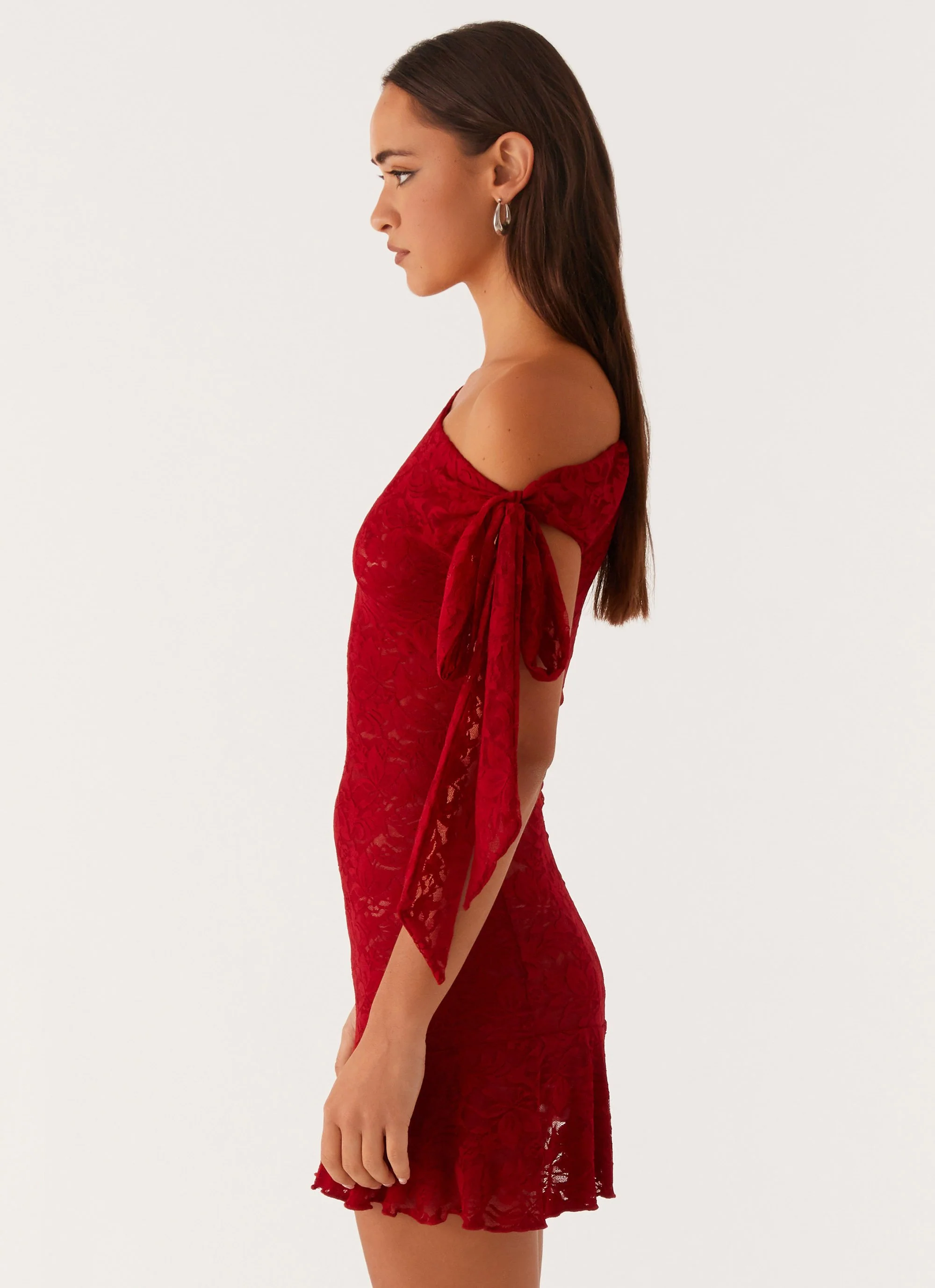 Palm House Lace Mini Dress - Red - Image 3