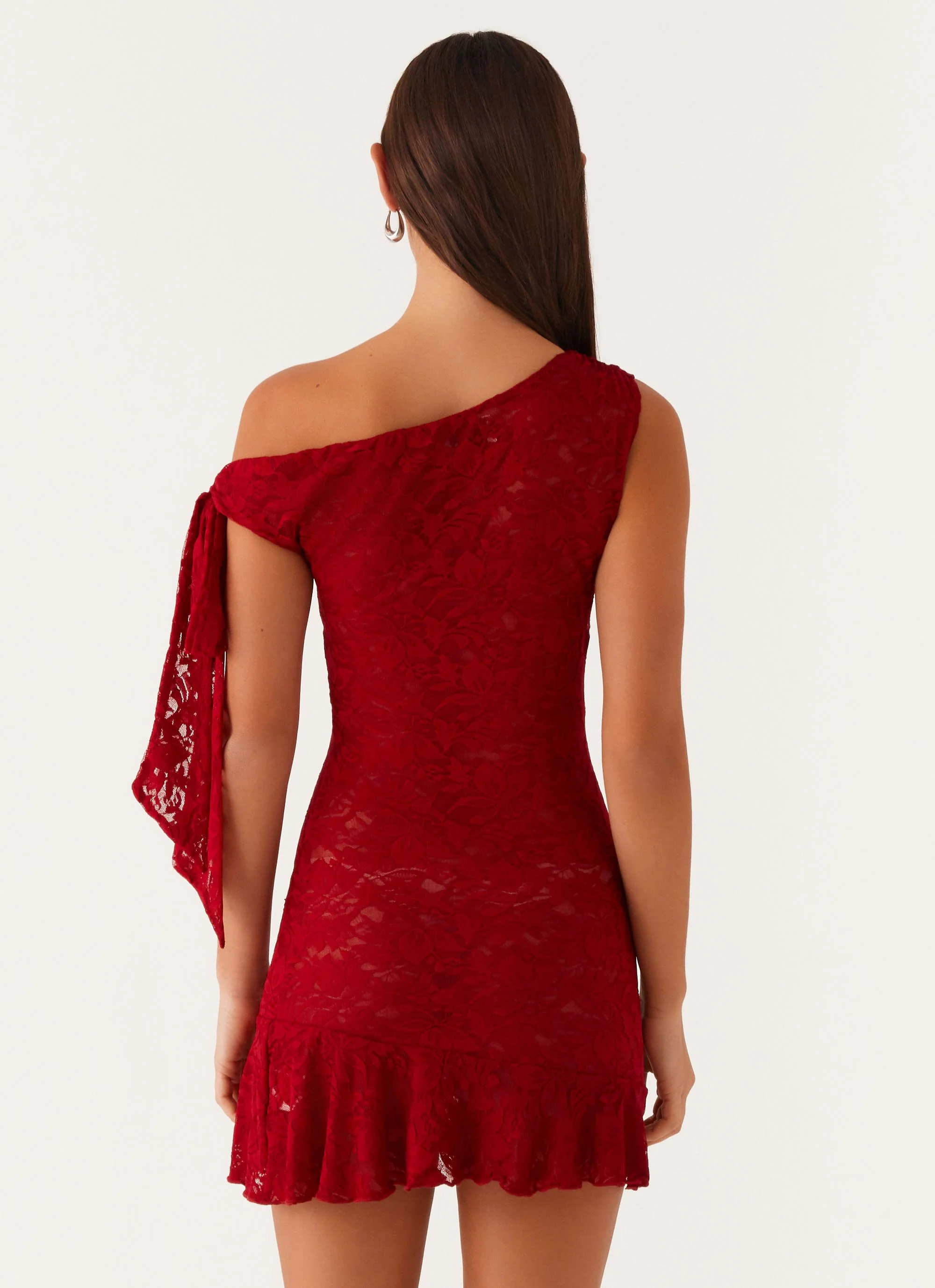 Palm House Lace Mini Dress - Red - Image 4